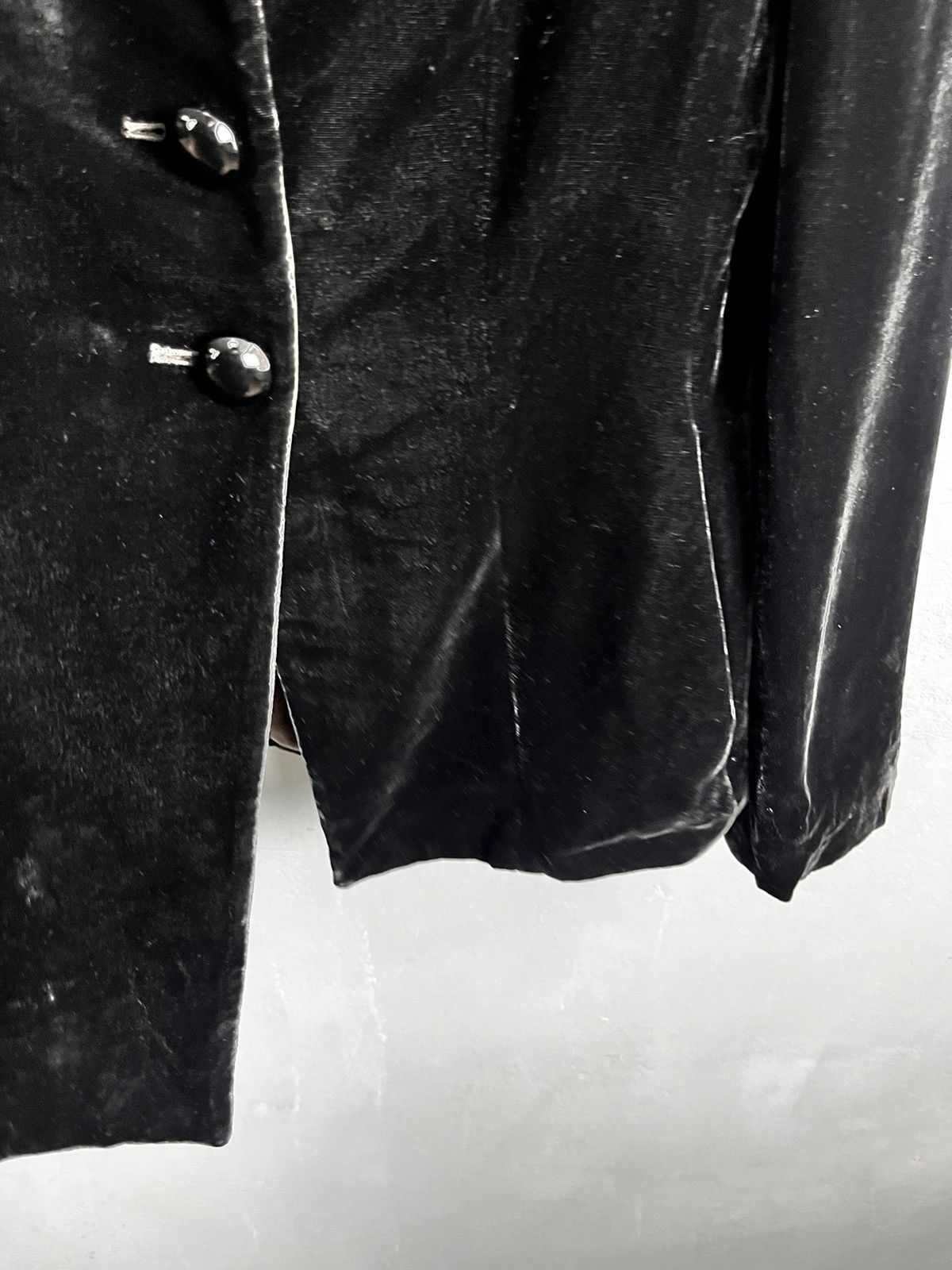 Armani Collezioni × Giorgio Armani Vintage 90s Armani Jeans Velour Striped Black Women's Blazer Size M / US 6-8 / IT 42-44 - 8 Thumbnail