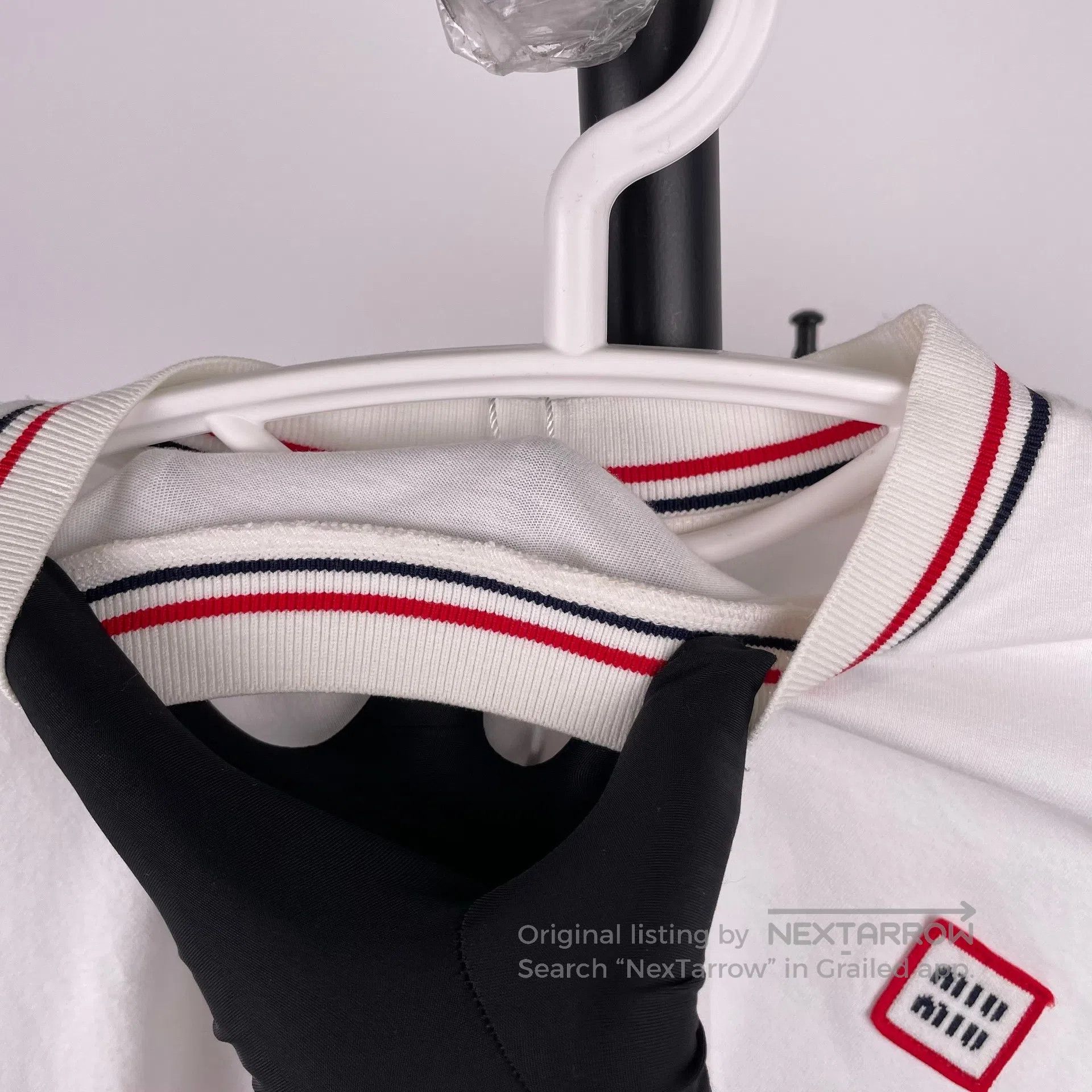 Miu Miu Miu Miu Round Neck Letter Embroidered White Short Sleeve L Size M / US 6-8 / IT 42-44 - 4 Thumbnail