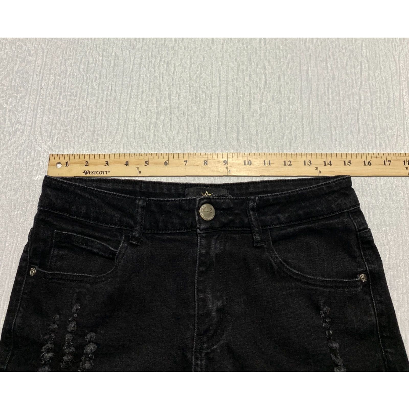 Denime ZLZ Denim Jeans Men's Slim 30×31 Black Distressed Ripped 5-Pocket Denim Jeans Men's Size 30 Regular Black ZLZ Denim Biker Style Jeans Size US 30 / EU 46 - 7 Thumbnail