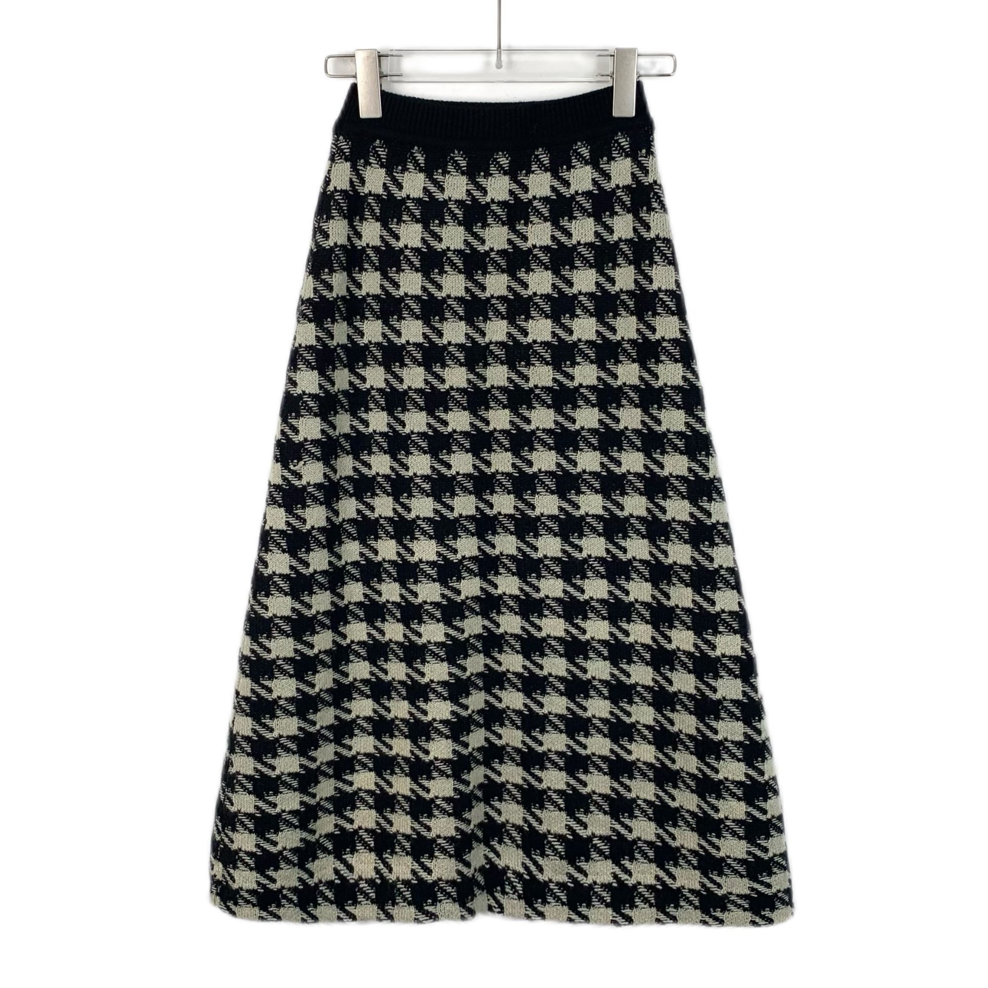 Gucci Gucci Color-Block Houndstooth Cashmere Midi Skirt (Size XXS) Size 33" - 7 Thumbnail