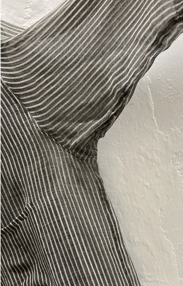 Dries Van Noten DRIES VAN NOTEN grey off white sheer striped buttoned polo shirt IT48 M Size US M / EU 48-50 / 2 - 10 Thumbnail