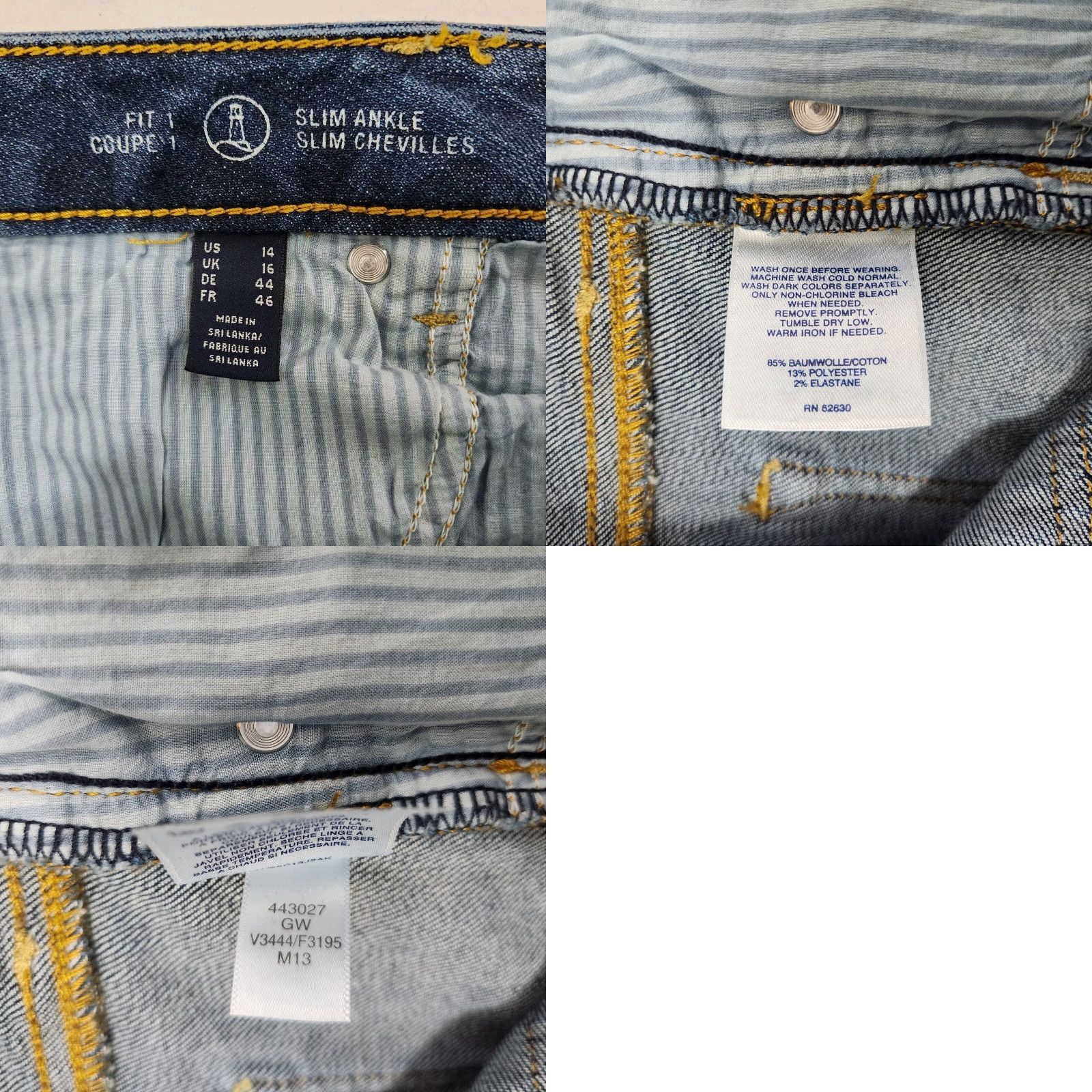 Lands' End VINTAGE Lands End Womens Midrise Slim Ankle Crop Jeans-Size 14 Blue 27 Inseam Womens Size 36" / US 14 / IT 50 - 8 Thumbnail
