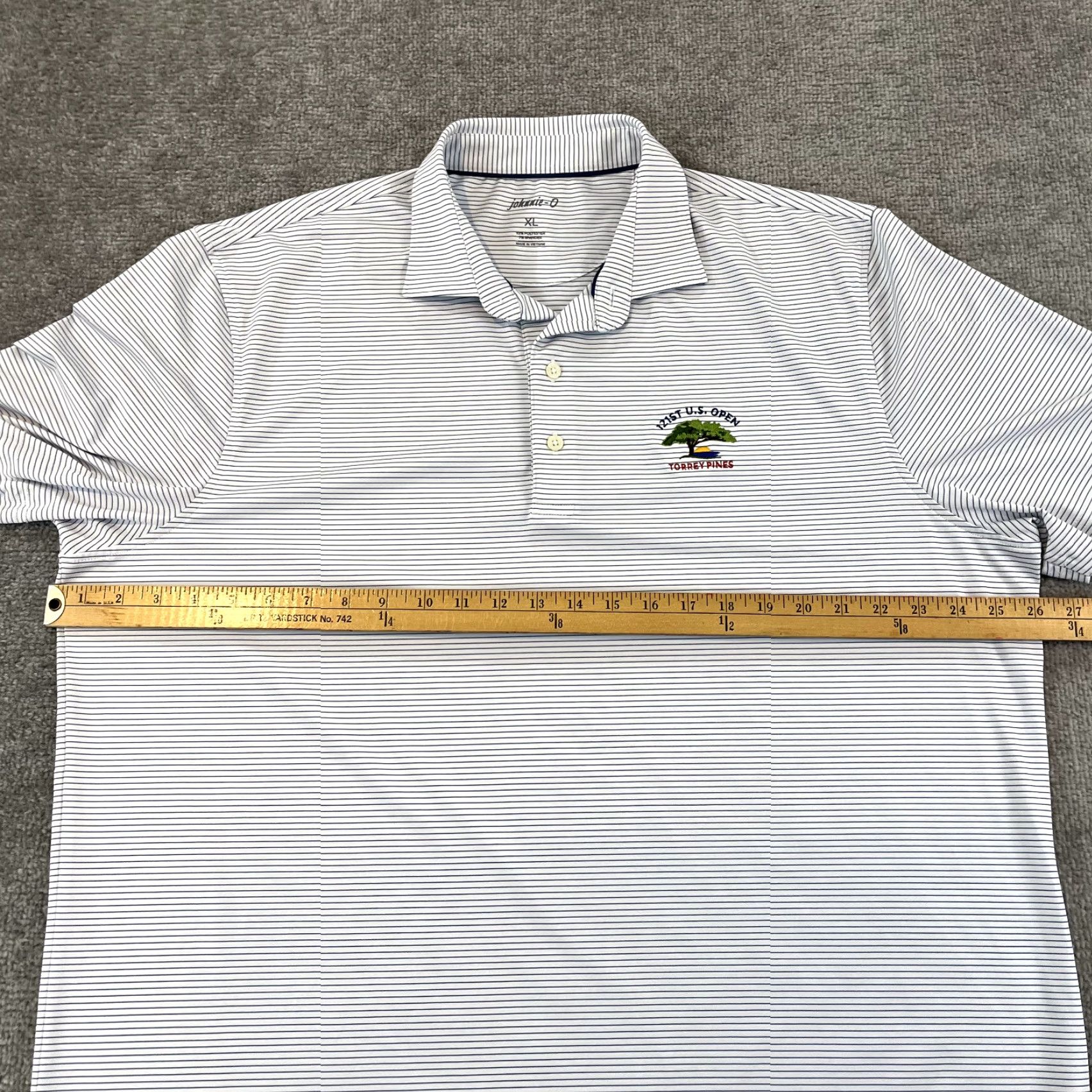 johnnie-O JOHNNIE-O Polo Shirt Mens XL White Blue Striped TORREY PINES 121st US Open Golf Size US XL / EU 56 / 4 - 5 Thumbnail