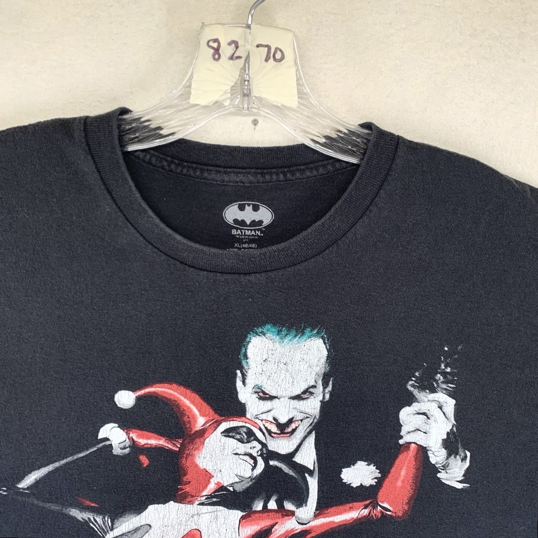 DC Comics VINTAGE Batman Joker Harley Quinn T-Shirt XL Black Graphic Print 90s Comics Mens Size US XL / EU 56 / 4 - 7 Thumbnail
