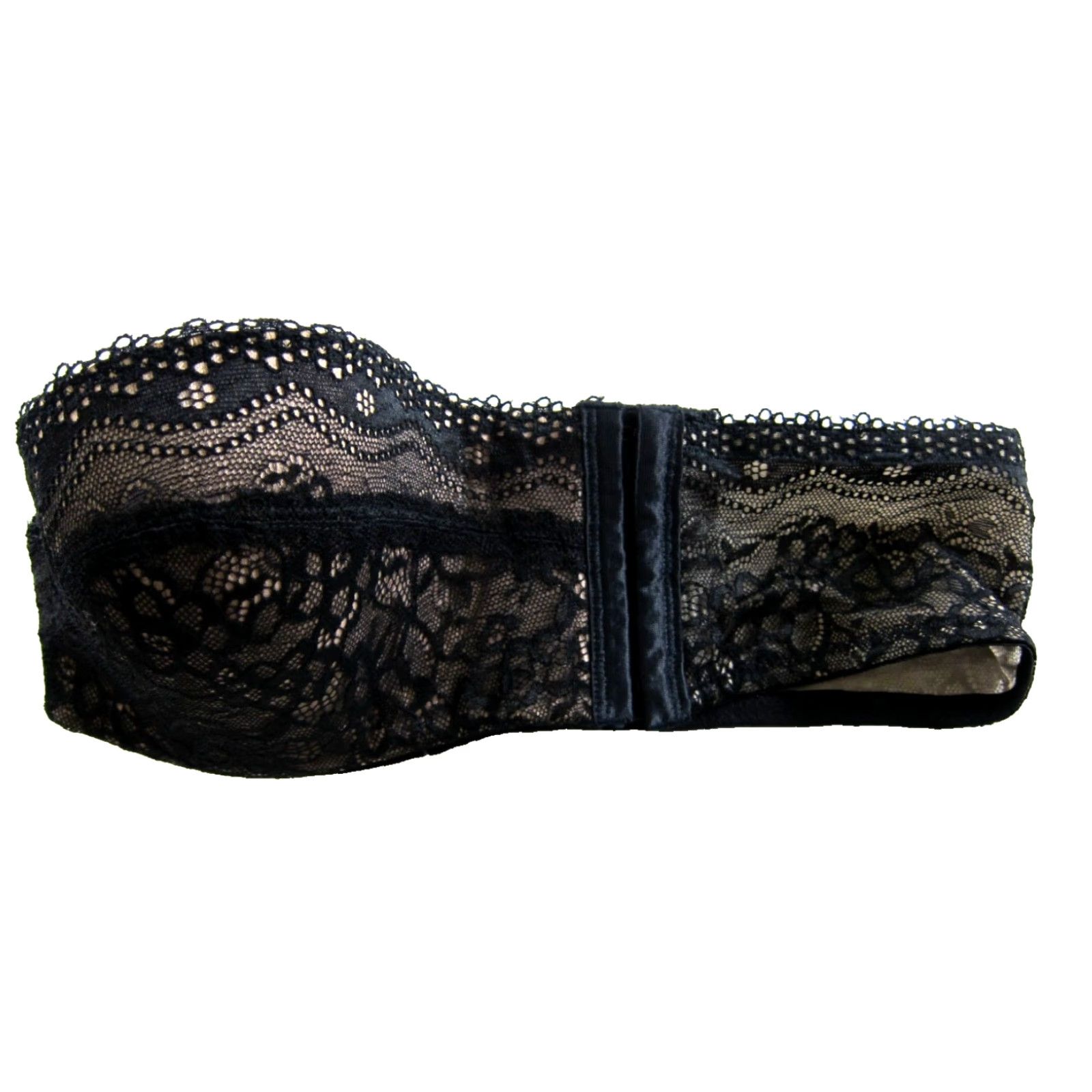 Vintage NWT b.tempt'd Black Padded Strapless Lace Bandeau Bra Wide Back Strap 32C Size ONE SIZE - 3 Thumbnail