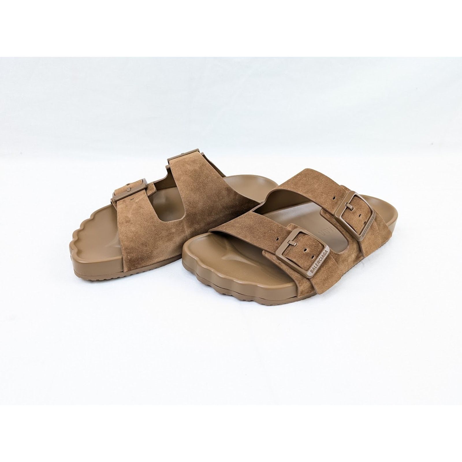 Balenciaga o1rshd1 Q:2 / Suede Sunday Sandals in Brown Size US 12 / EU 45 - 16 Thumbnail