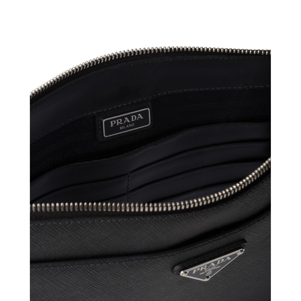 Prada PRADA $2600 Black Saffiano Leather Pouch Bag New & Authentic Size ONE SIZE - 4 Thumbnail