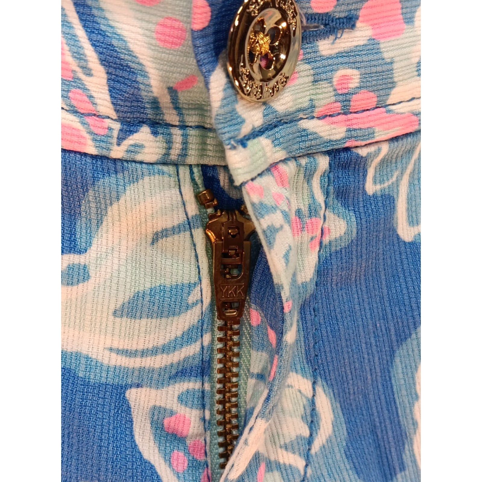 Lilly Pulitzer Lilly Pulitzer Women's Shorts Chino 00 Blue Pink Floral Tropical Resort Summer EUC Size 24" / US 00 / IT 34 - 4 Thumbnail