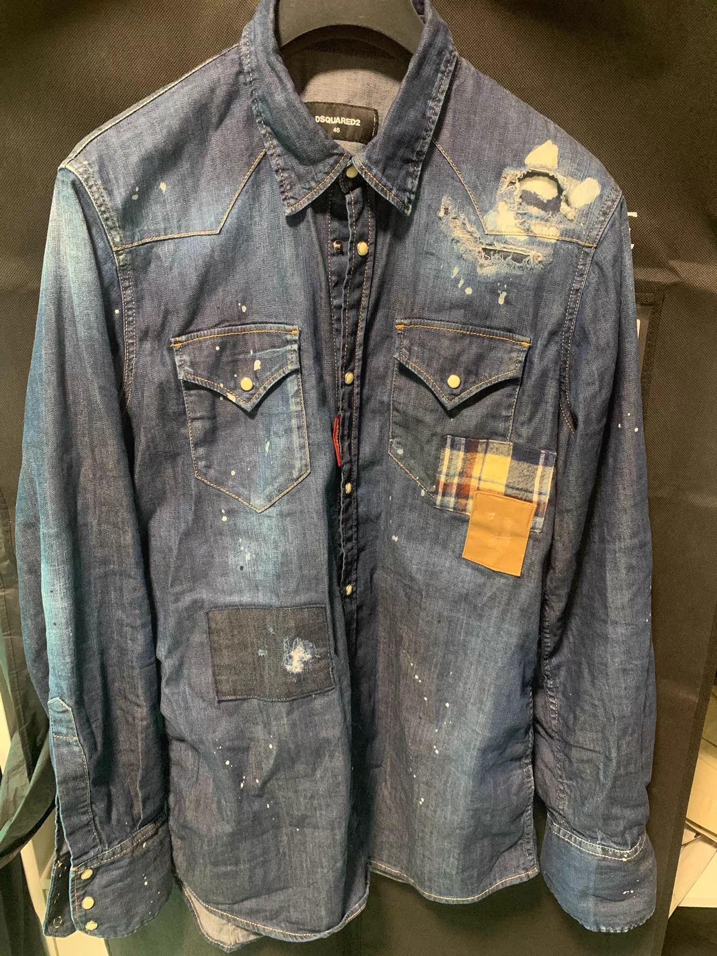 Dsquared2 dsquared2 patched slim fit denim shirt 46 Size US S / EU 44-46 / 1 - 2 Thumbnail