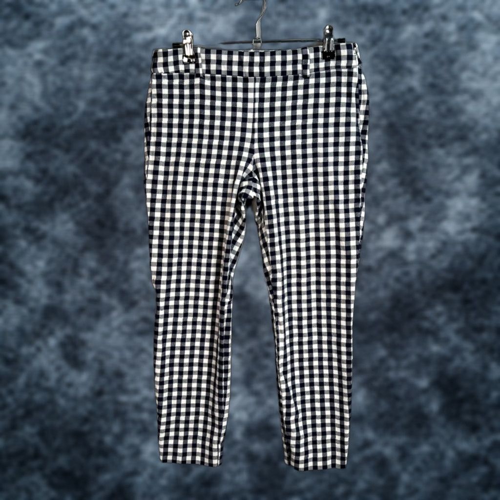 J.Crew J.Crew Winnie Pant Navy White Gingham Cotton Blend Womens Slim Fit Size 2 Pants Size 26" / US 2 / IT 38 - 1 Thumbnail