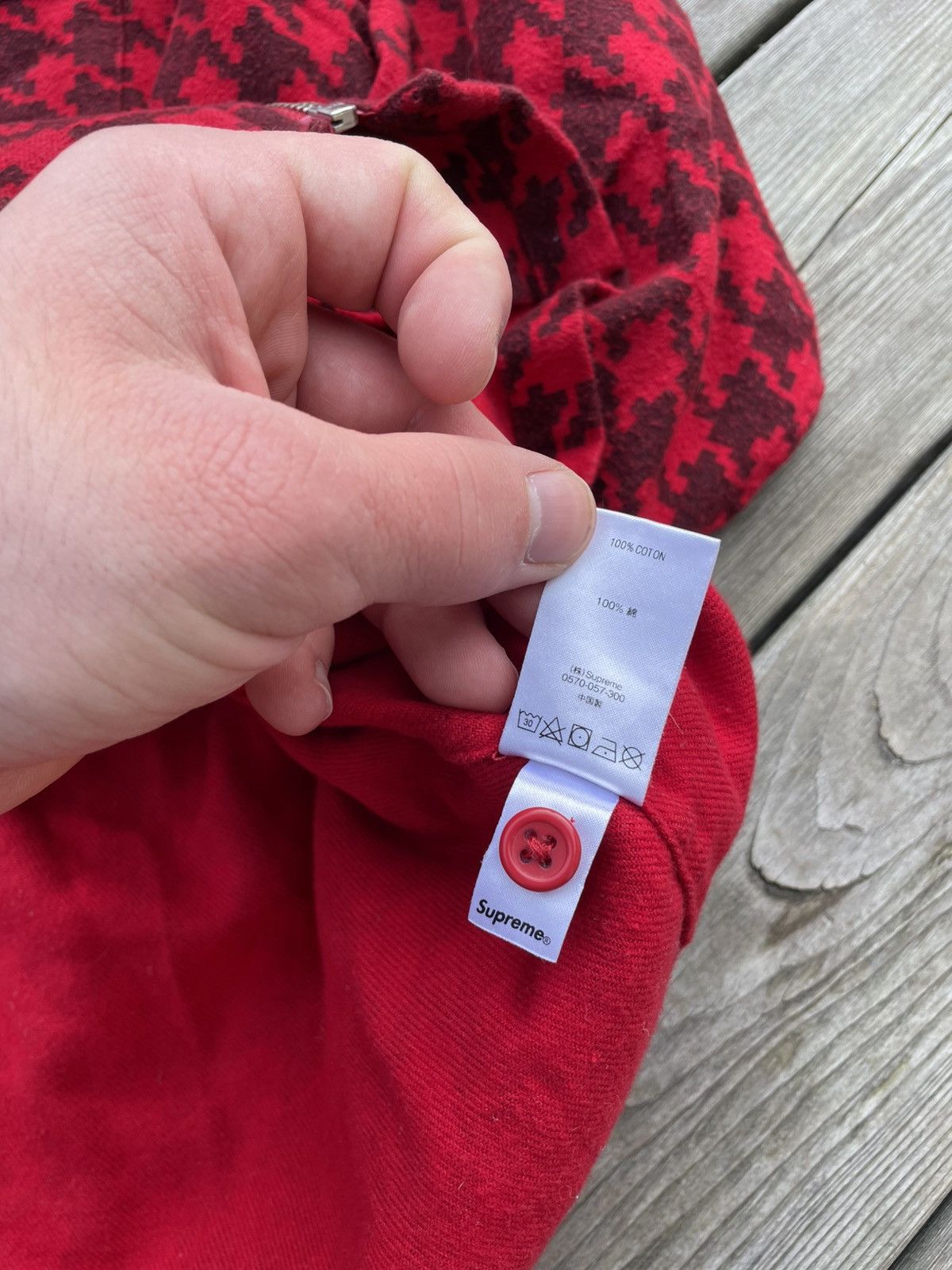 Supreme Supreme Houndstooth Flannel Zip Up Shirt FW18 Red Size Large Size US L / EU 52-54 / 3 - 15 Thumbnail
