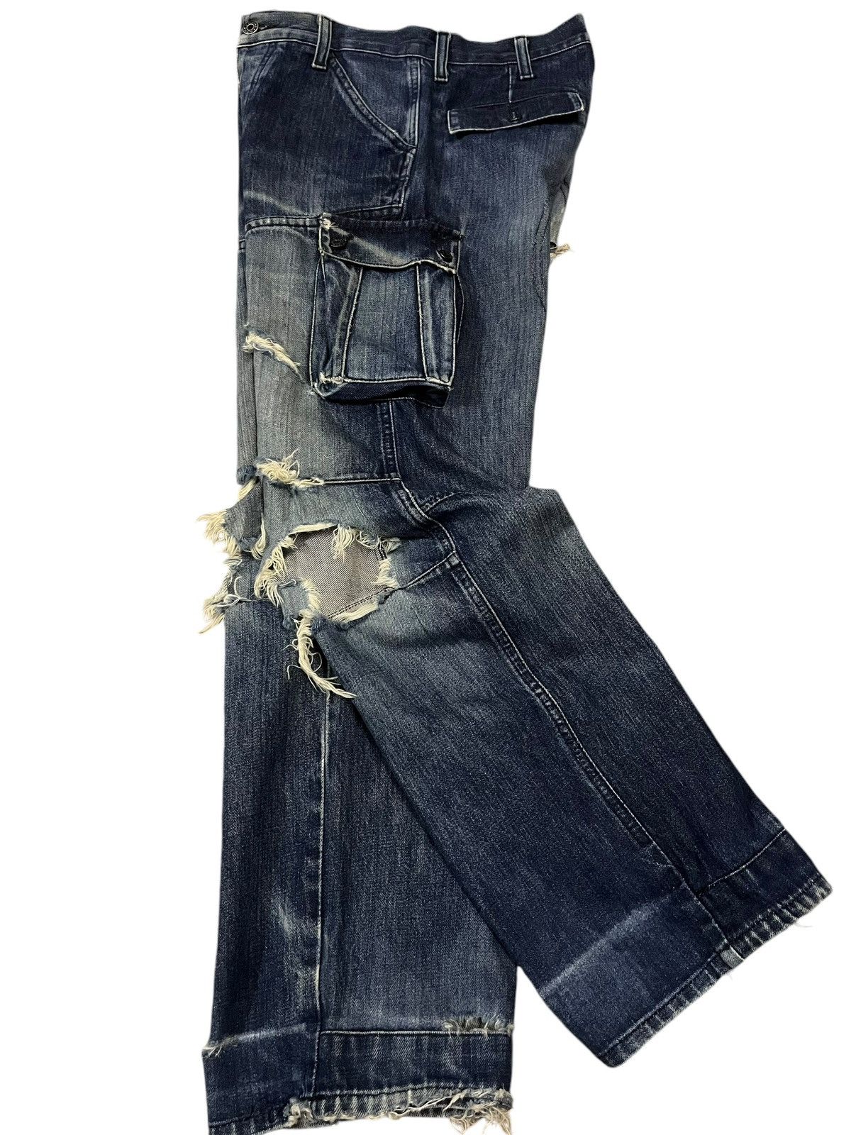 G-Star Vintage G Star Raw Blue Washed Cargo Ripped Distressed Jeans Size US 30 / EU 46 - 11 Thumbnail