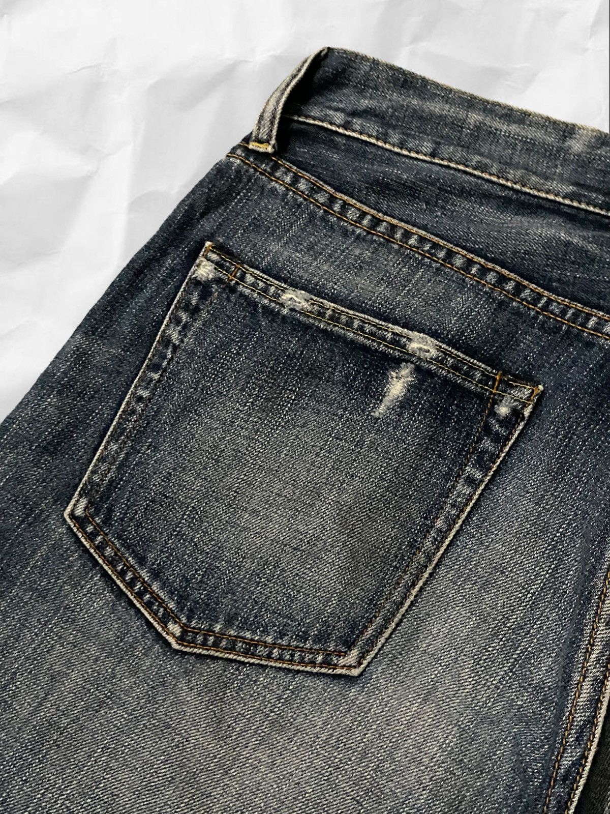 If Six Was Nine × Japanese Brand × Vintage Back Number Japan Distressed Dark Blue Wash Denim Jeans Size US 34 / EU 50 - 12 Thumbnail