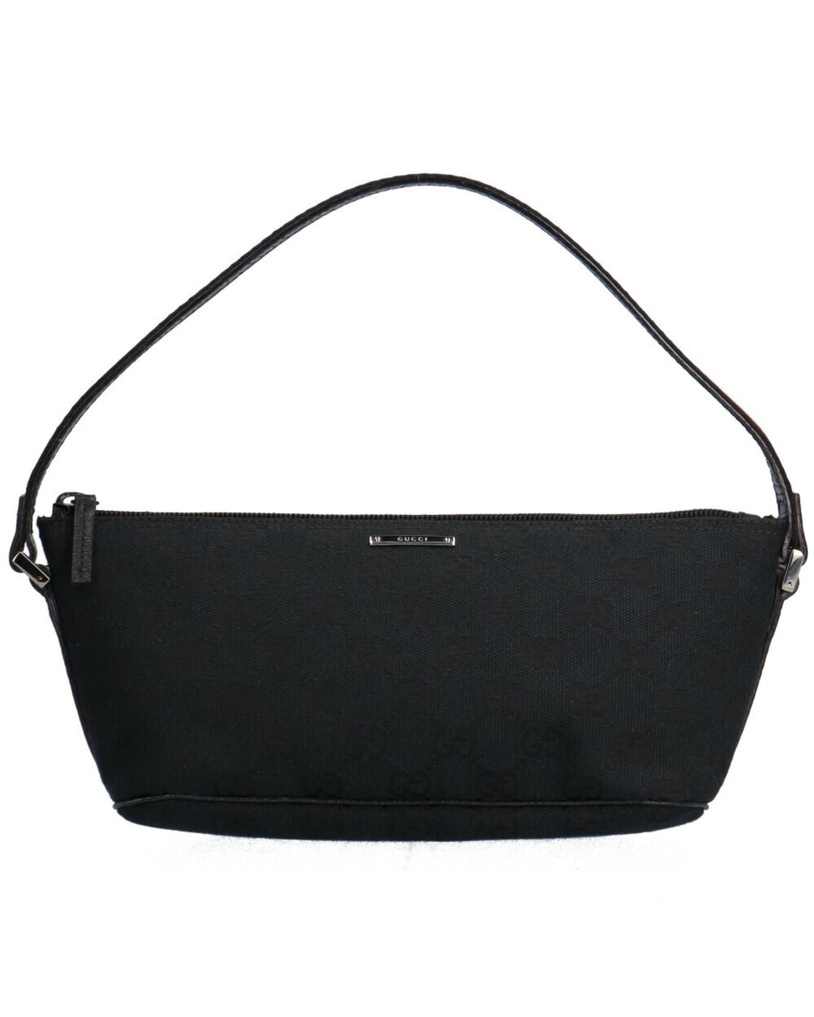 image of Gucci Gg Canvas Baguette Handbag in Black, Women's