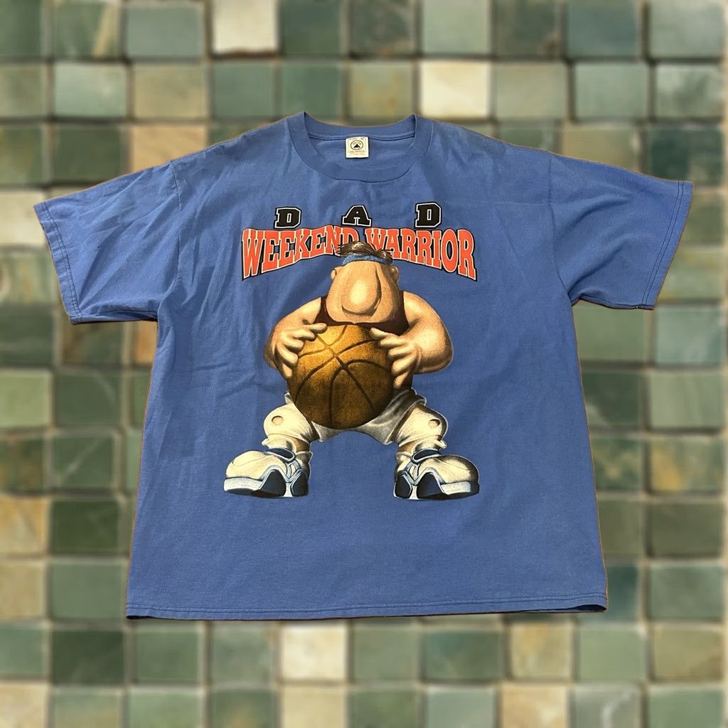 Delta VINTAGE Warrior Basketball T Shirt XL Cartoon Dad Weekend Delta Blue Mens 80s 90s Size US XL / EU 56 / 4 - 1 Thumbnail