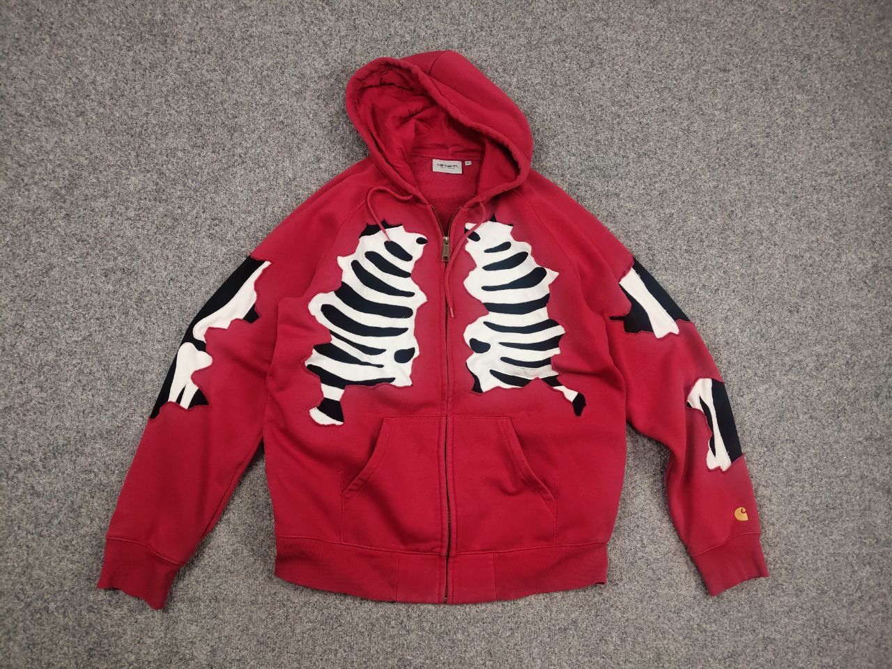 Carhartt Vintage Carhartt Skeleton Red Fit Zip hooded chase jacket Size US L / EU 52-54 / 3 - 8 Thumbnail