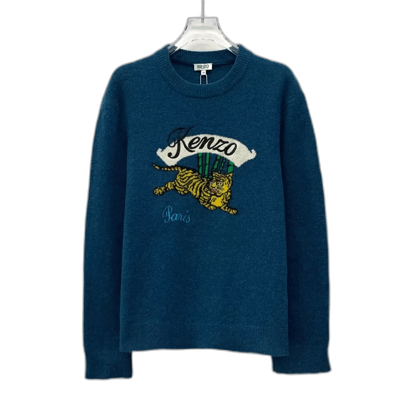 Kenzo Kenzo Blue Tiger Embroidered Wool Sweater-2506 Size M / US 6-8 / IT 42-44 - 1 Thumbnail