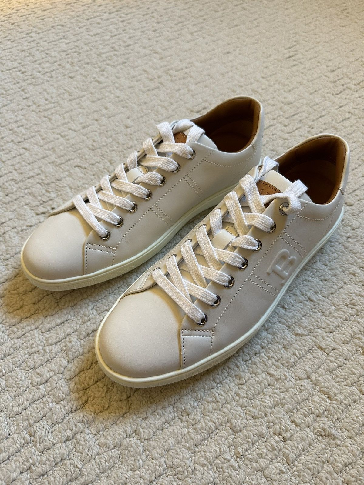 image of Bally orivel White Calf Plain Leather Sneaker, Men's (Size 8)
