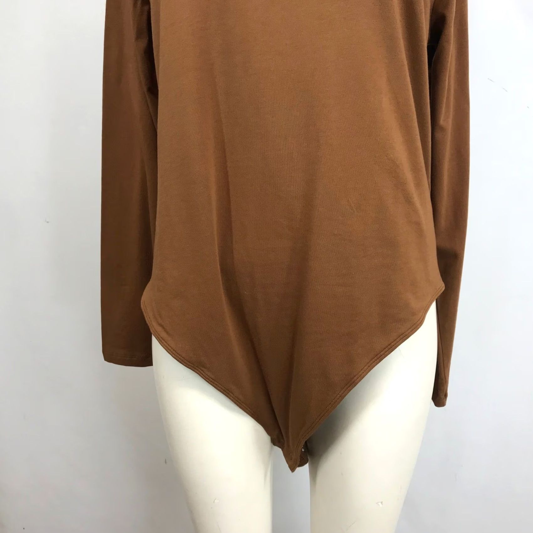 Old Navy Old Navy Bodysuit Long Sleeve Crew Neck Brown 2X Women Knit Solid Stretch Size XXL / US 16-18 / IT 52-54 - 3 Thumbnail