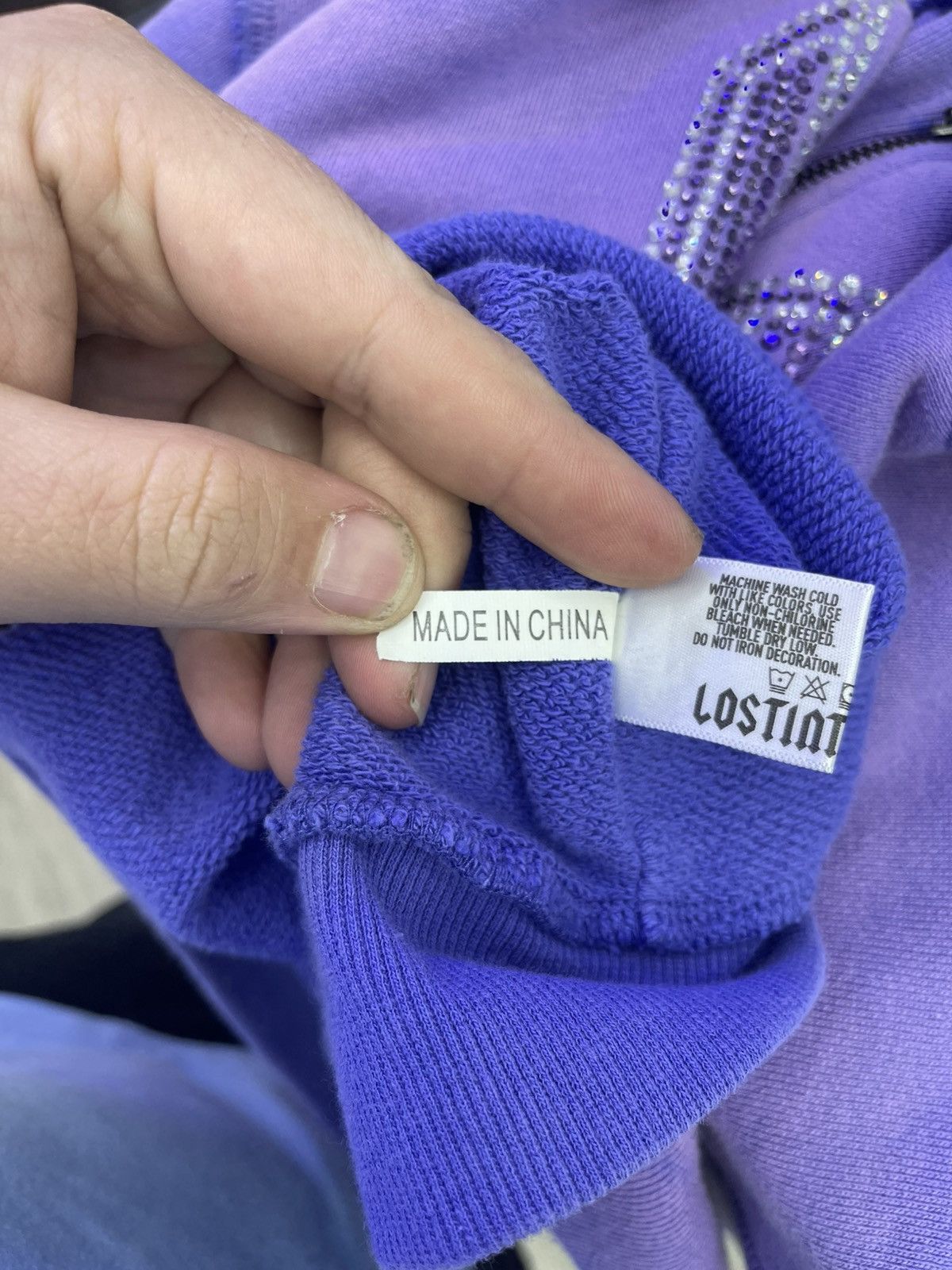 LOST INTRICACY Lost intricacy Rhinestone zip up hoodie (pulple) Size US L / EU 52-54 / 3 - 7 Thumbnail