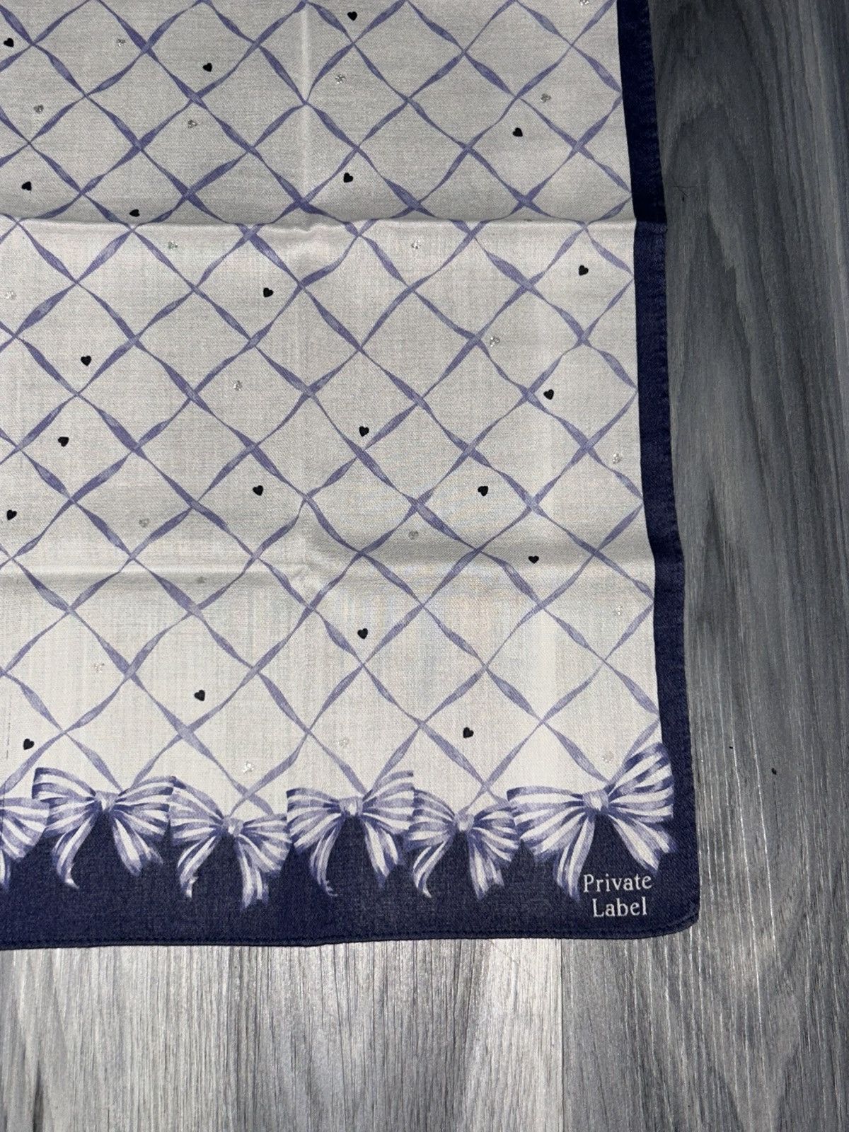 Other Vintage Private Label Blue Heart Ribbon Cotton Handkerchief Size ONE SIZE - 4 Thumbnail