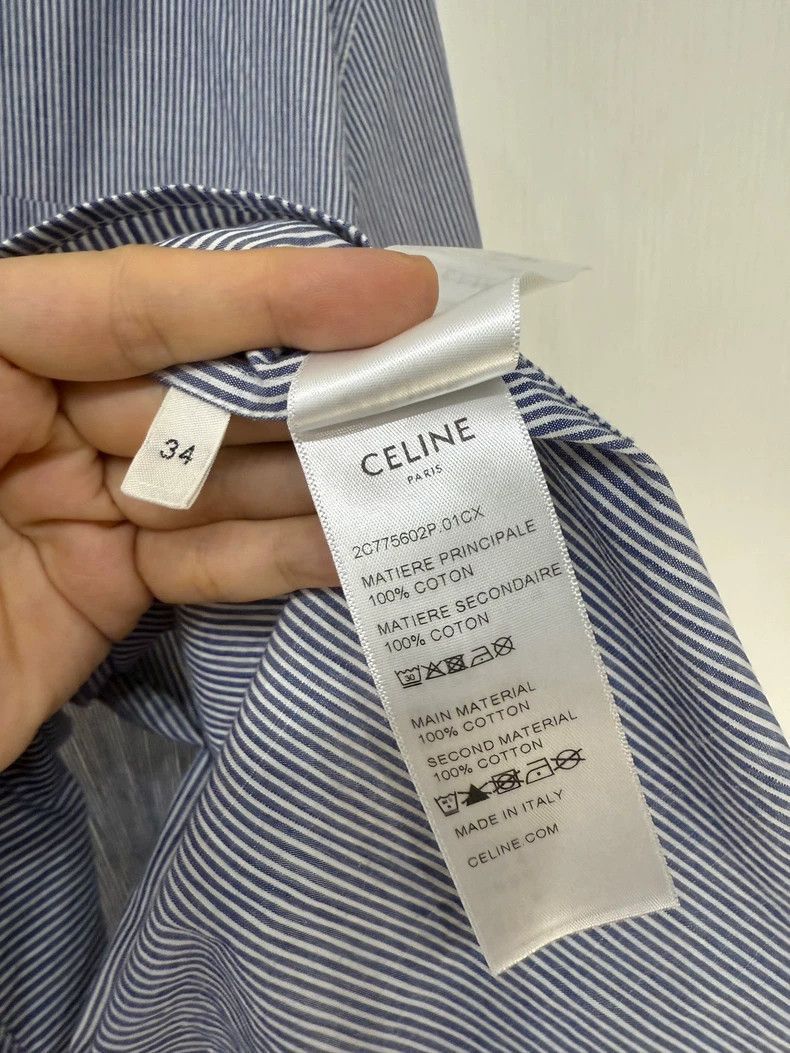 Celine Celine Striped Logo Relaxed Shirt Size XL / US 12-14 / IT 48-50 - 4 Thumbnail