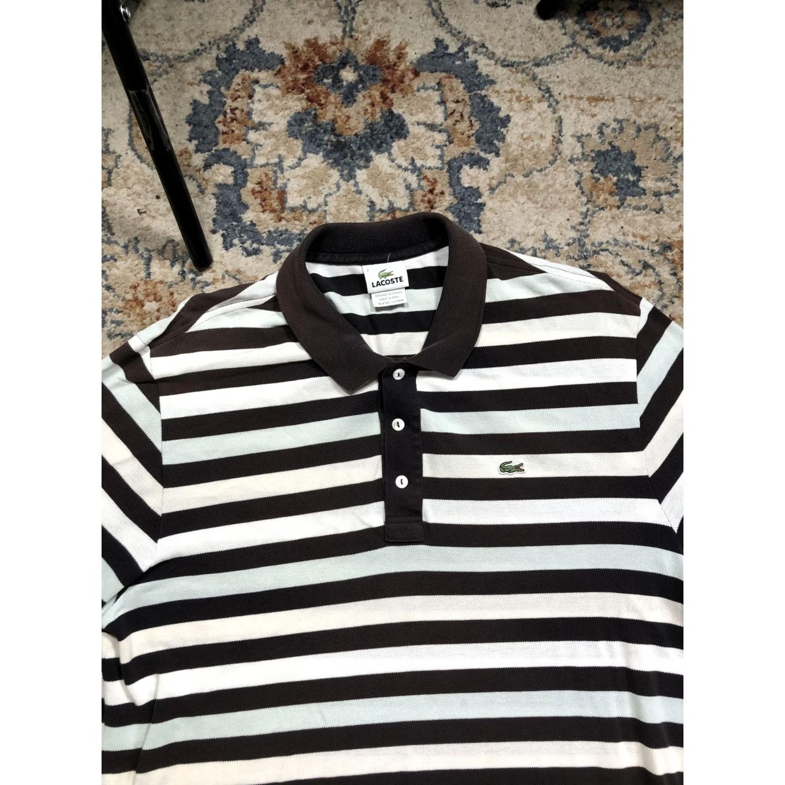 Lacoste Lacoste Polo Shirt Mens 2XL Multicolor Stripe Pique Slim Classic Collar Crocodile Logo Shirt Size US XXL / EU 58 / 5 - 2 Thumbnail