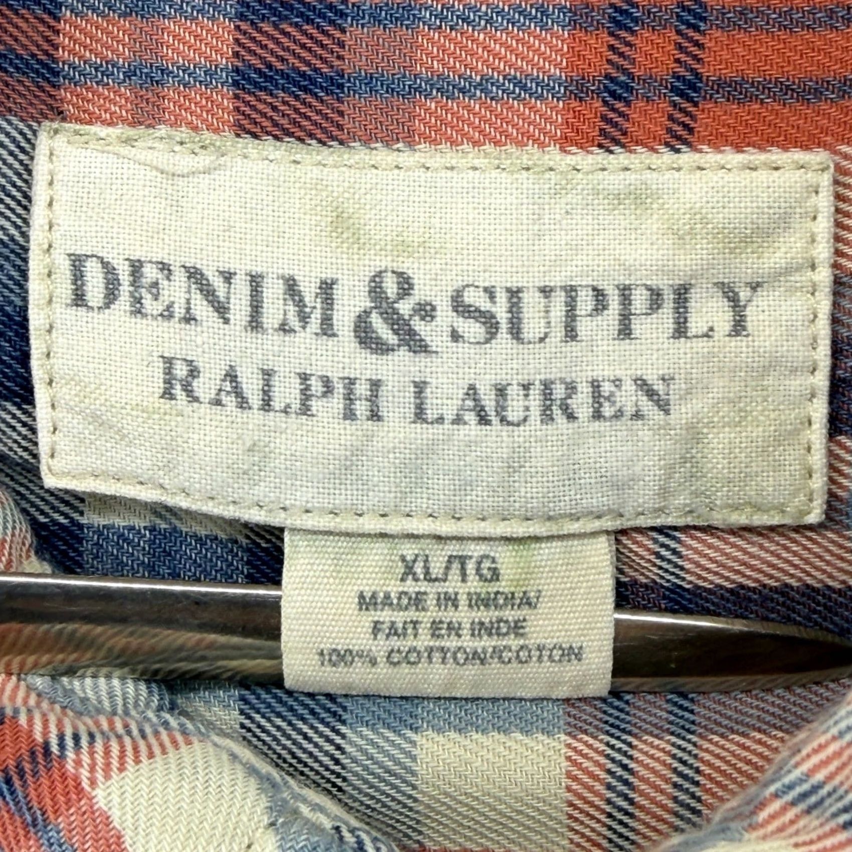 Vintage Denim & Supply Ralph Lauren Mens XL Plaid Button-Down Shirt Red Blue Cotton Size US XL / EU 56 / 4 - 5 Thumbnail