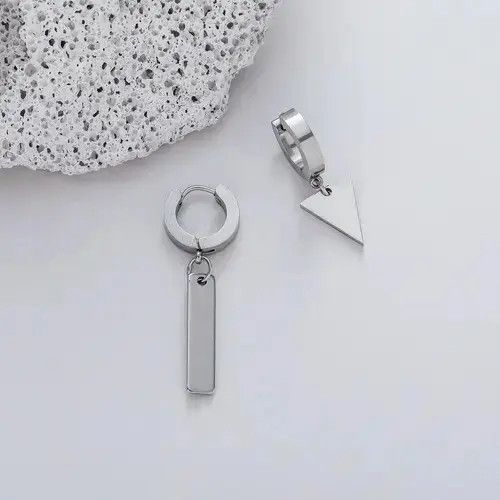 Other Men’s Titanium Steel Geometric Triangle Square Drop Earrings Size ONE SIZE - 1 Thumbnail