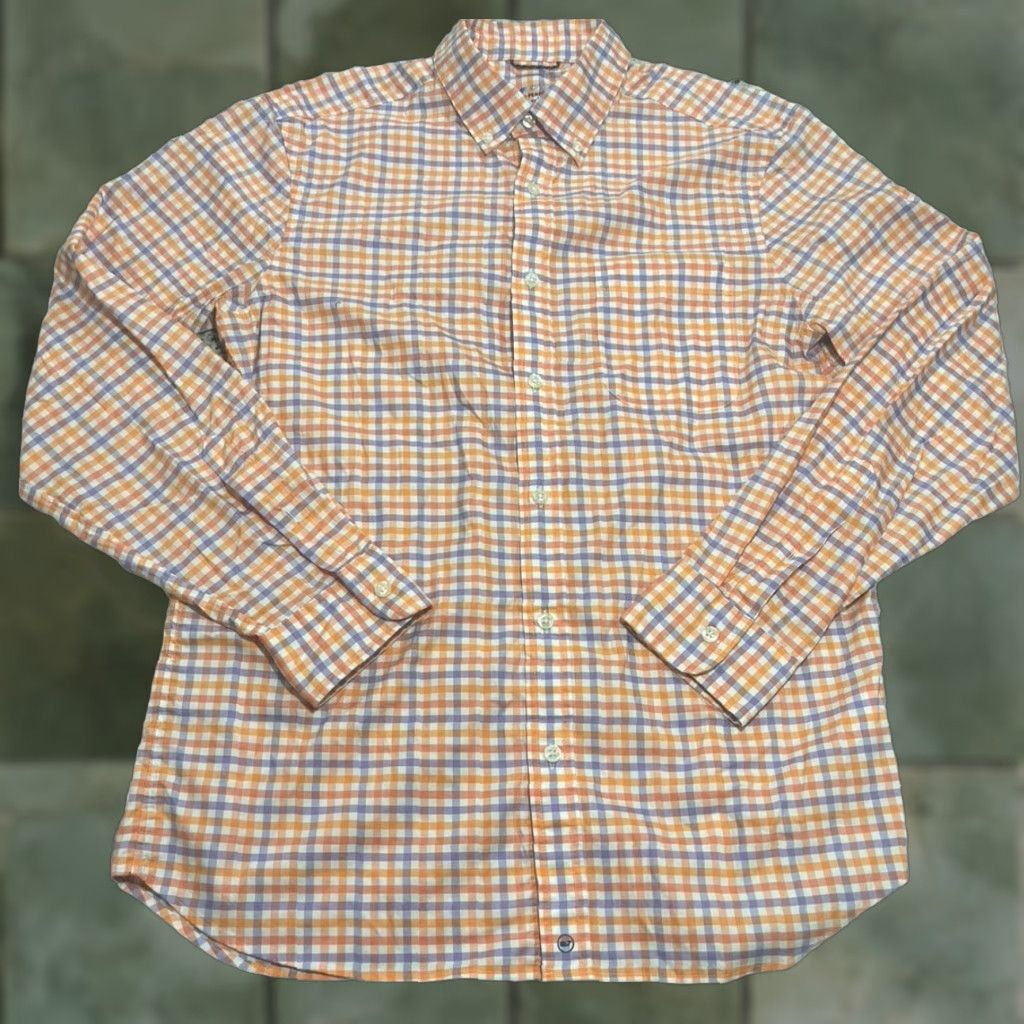 Vineyard Vines Vineyard Vines Shirt Med Blue Orange Plaid Button Down L/S OTG Performance Brr Size US M / EU 48-50 / 2 - 1 Thumbnail