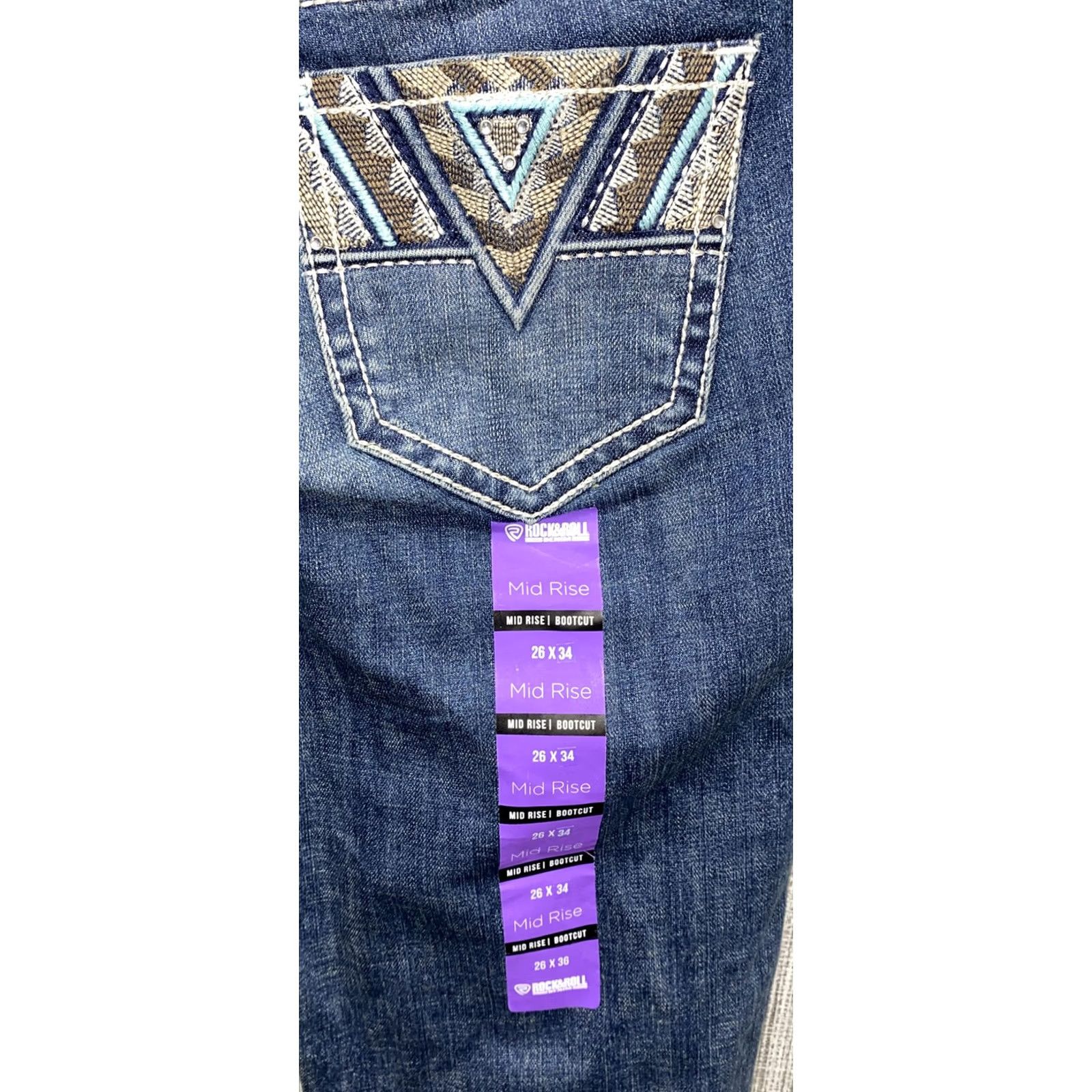 Denime Rock&Roll Womens Blue Mid Rise Bootcut Denim Jeans Size 26 X 34 NWT Size 26" / US 2 / IT 38 - 5 Thumbnail