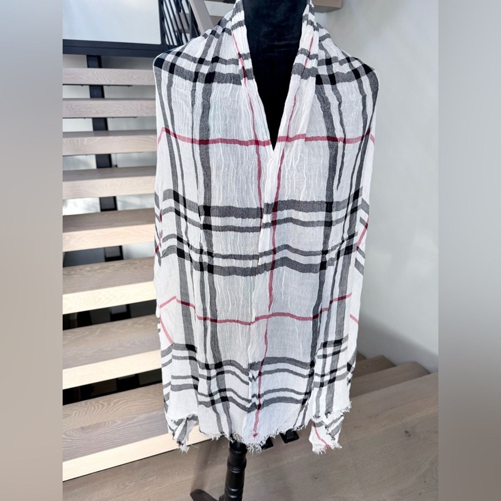 Other Plaid Fringe Scarf 69*27 100% viscose Size ONE SIZE - 2 Thumbnail