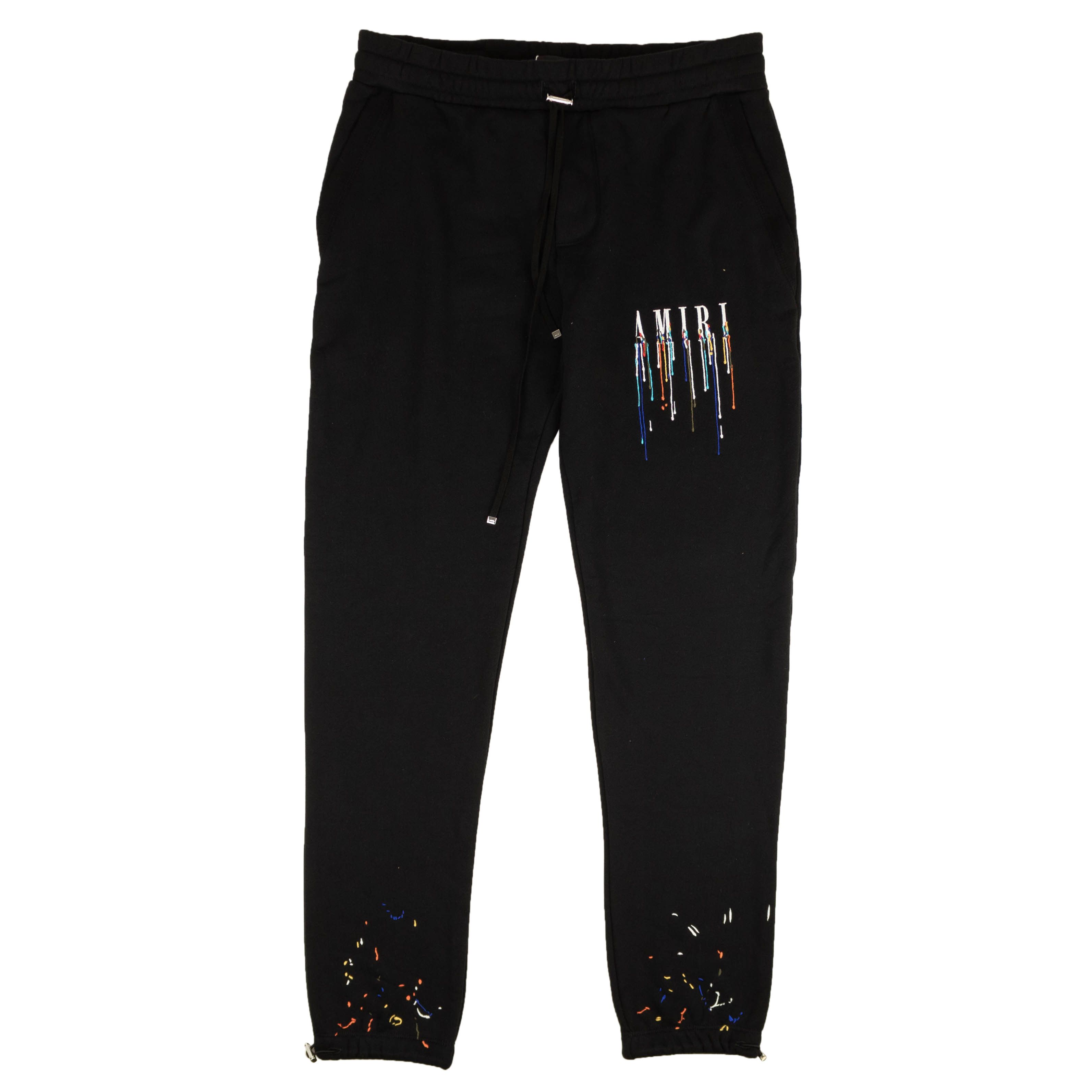 image of Amiri Paint Drip Core Logo Sweatpant Black&white Jogger Sweatpants Size S, Men's