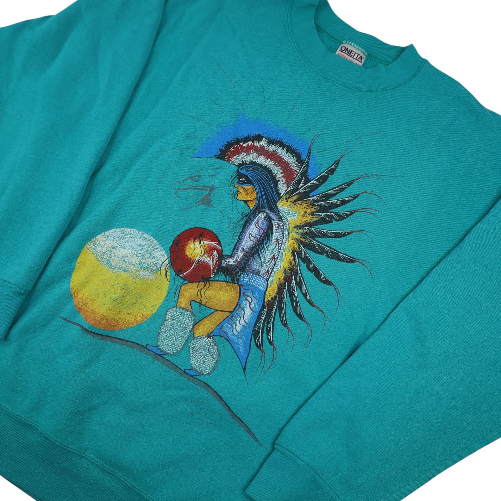 Vintage Vintage 90s Native American Sun Graphic Sweatshirt Size US XL / EU 56 / 4 - 2 Thumbnail