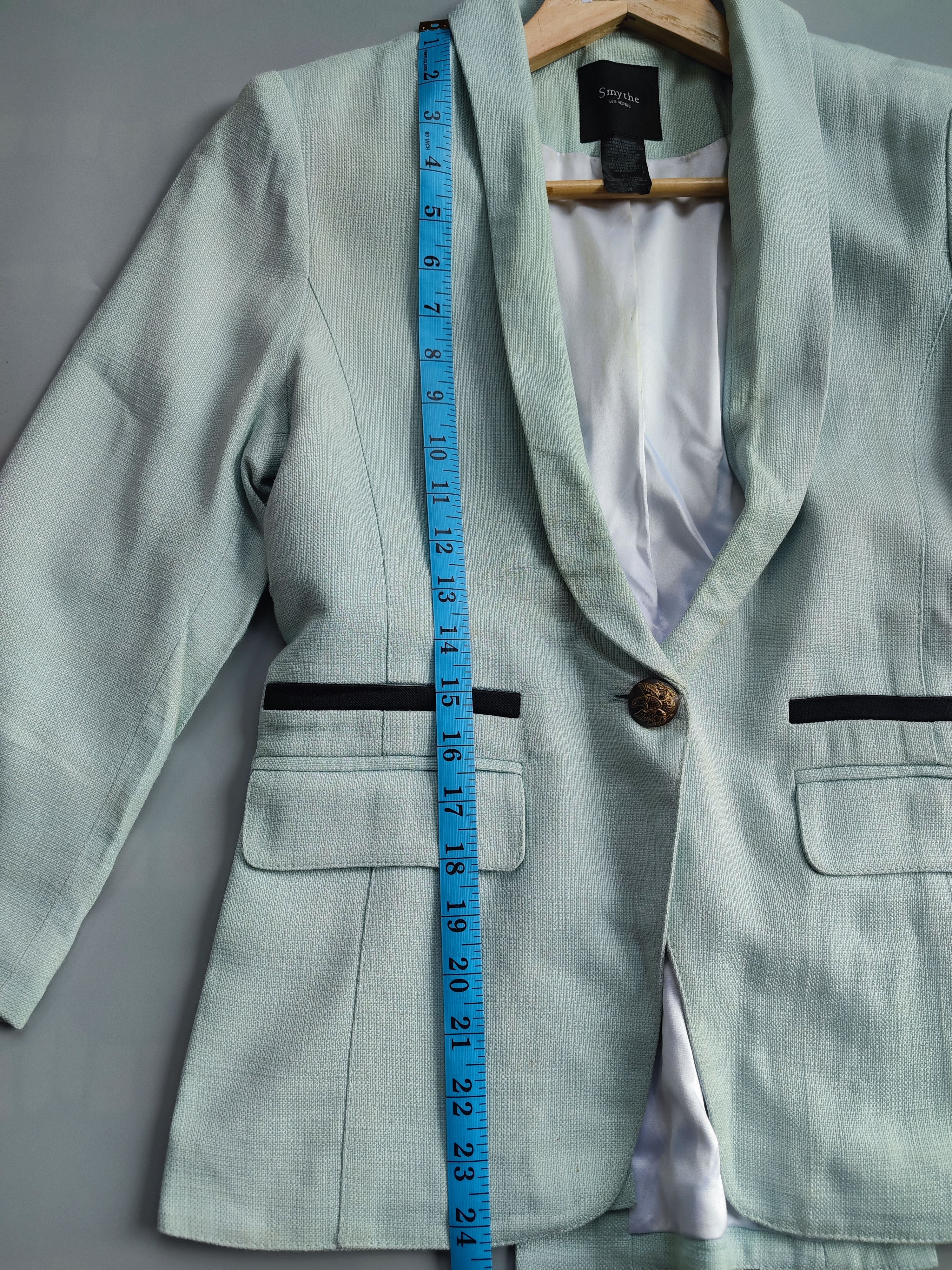 SMYTHE Smythe Women's Size 8 Petite Jacket Blazer Coat Light Green Size M / US 6-8 / IT 42-44 - 6 Thumbnail
