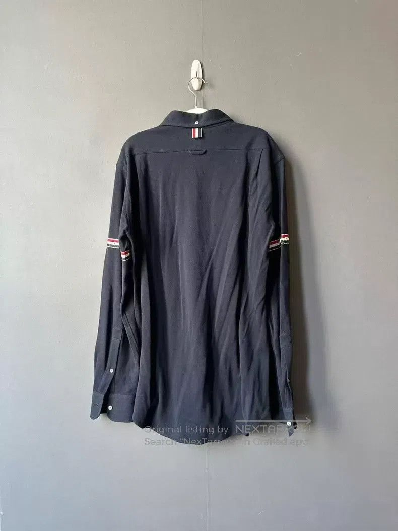 Thom Browne Thom Browne Navy Blue Double Sleeve Label Shirt Size US XL / EU 56 / 4 - 2 Thumbnail