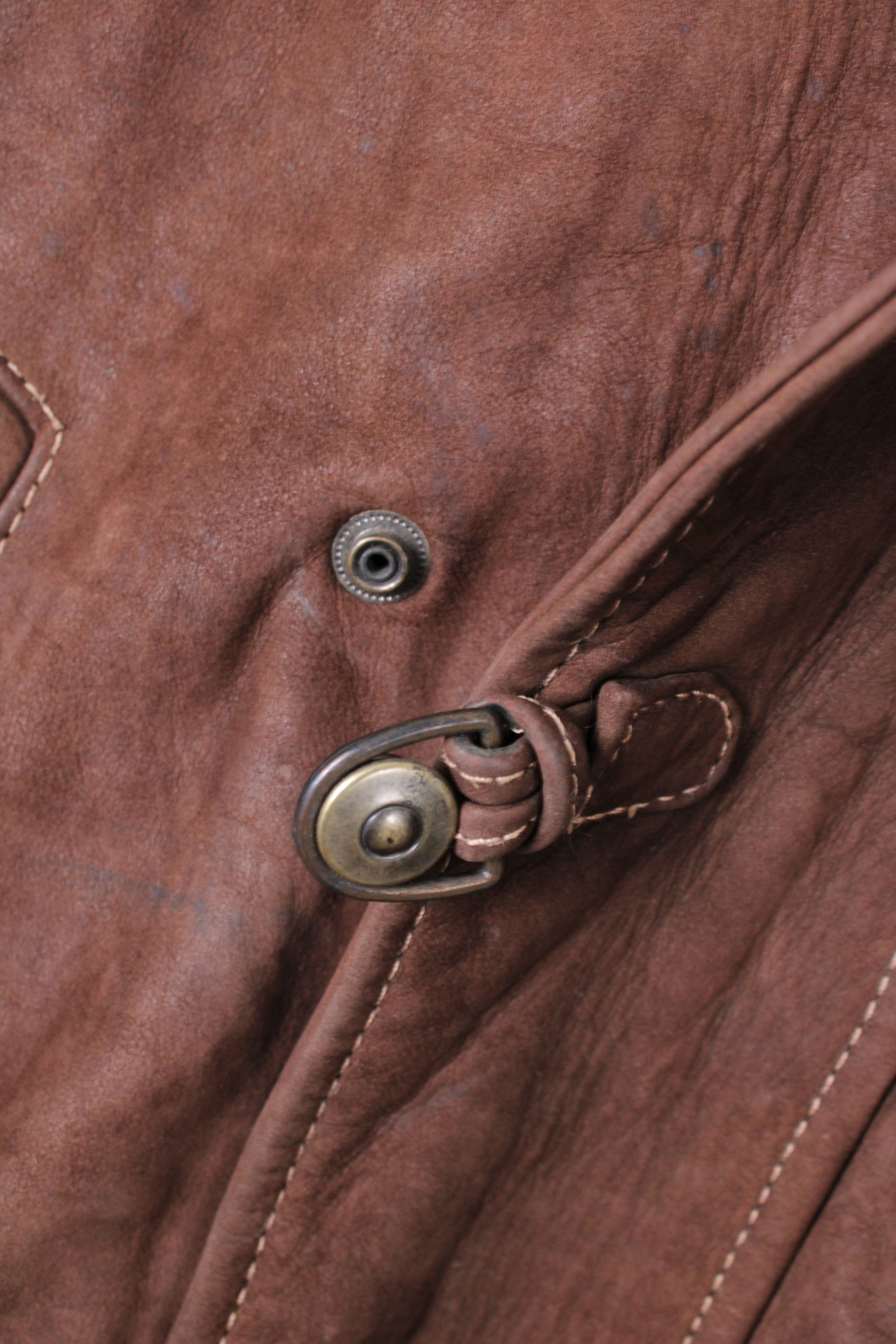 Vintage VINTAGE FIREMAN LEATHER JACKET BROWN Size US L / EU 52-54 / 3 - 5 Thumbnail