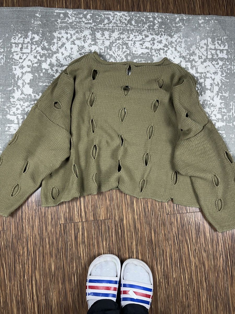 Japanese Brand × Vintage ➕ vintage avant garde cropped rips sweater Japanese style Size US L / EU 52-54 / 3 - 7 Thumbnail