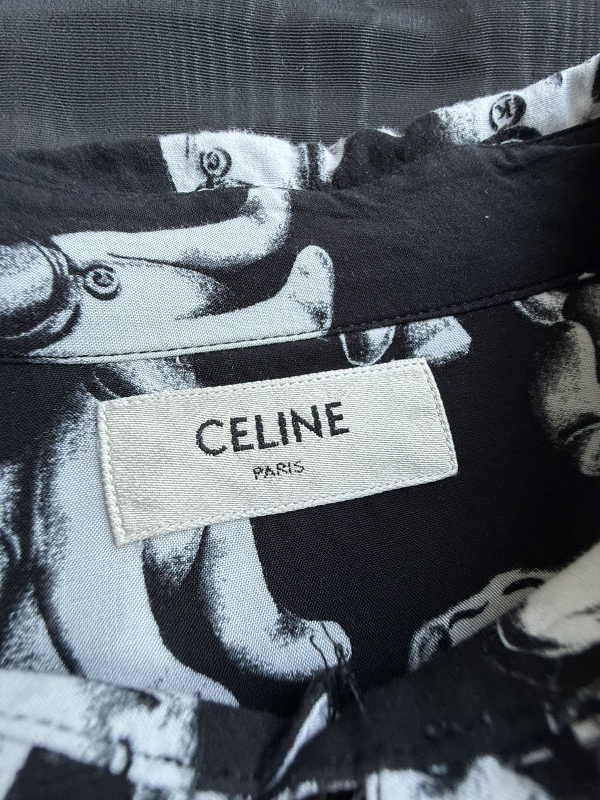 Celine SS22 Celine black white puppy Hawaiian shirt Hedi Slimane Size US S / EU 44-46 / 1 - 18 Thumbnail
