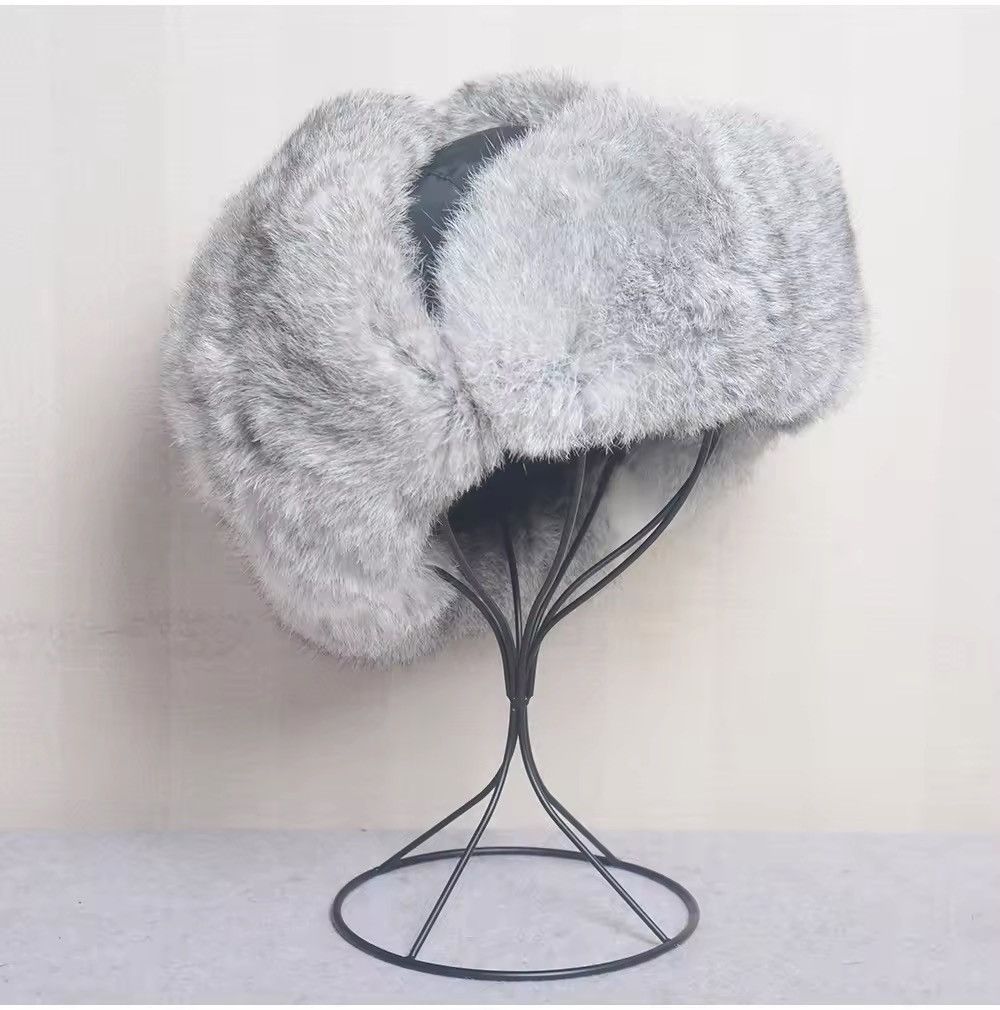 Japanese Brand Rabbit Fur Earflap Trapper Bomber Hat Size ONE SIZE - 5 Thumbnail