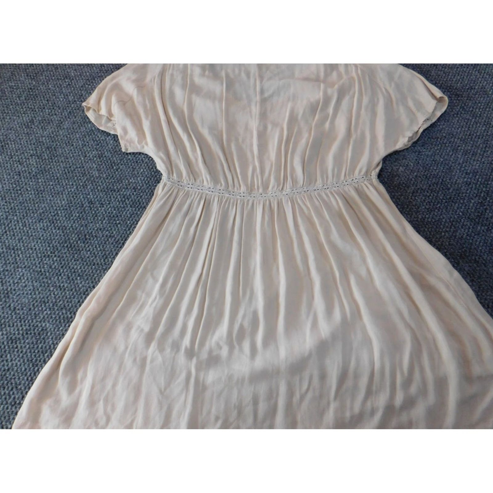 Zara Zara Dress A-Line Medium Pink Womens Dolman Sleeve Ruffle Knee Length Polyester Rayon Crew Neck Stretch Size M / US 6-8 / IT 42-44 - 6 Thumbnail