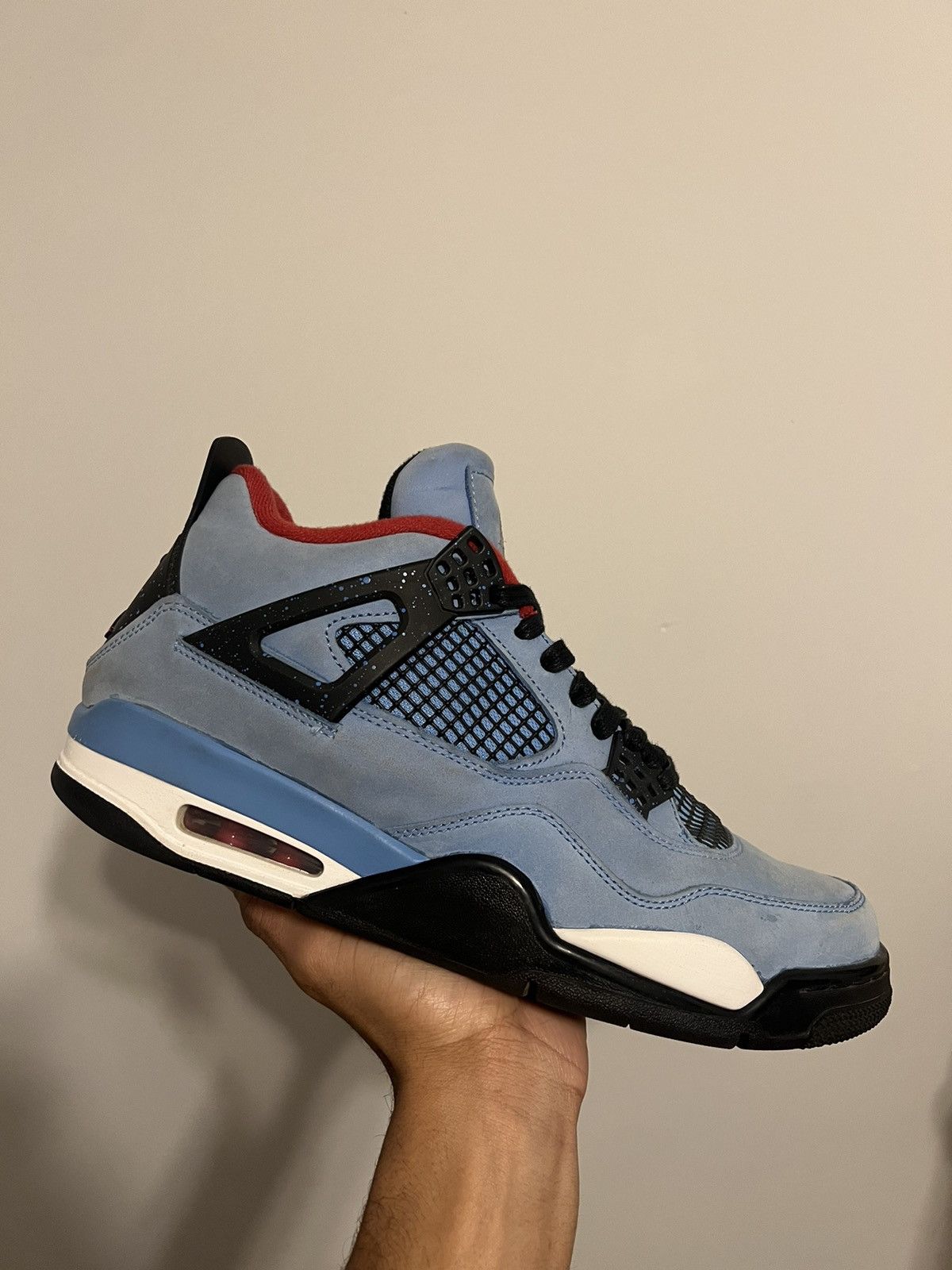 image of Jordan Travis Scott Travis Scott Cactus Jack Jordan 4S Shoes in Sky Blue, Men's (Size 11)