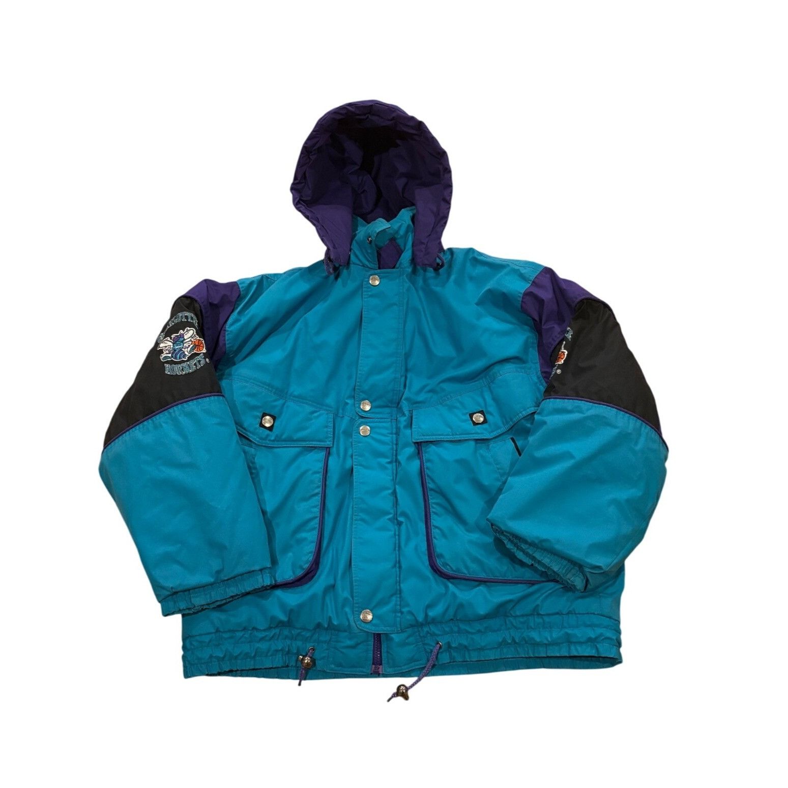 Nutmeg Vintage 90's Nutmeg Charlotte Hornets NBA Hooded Full Zip Ja Size US XL / EU 56 / 4 - 2 Thumbnail