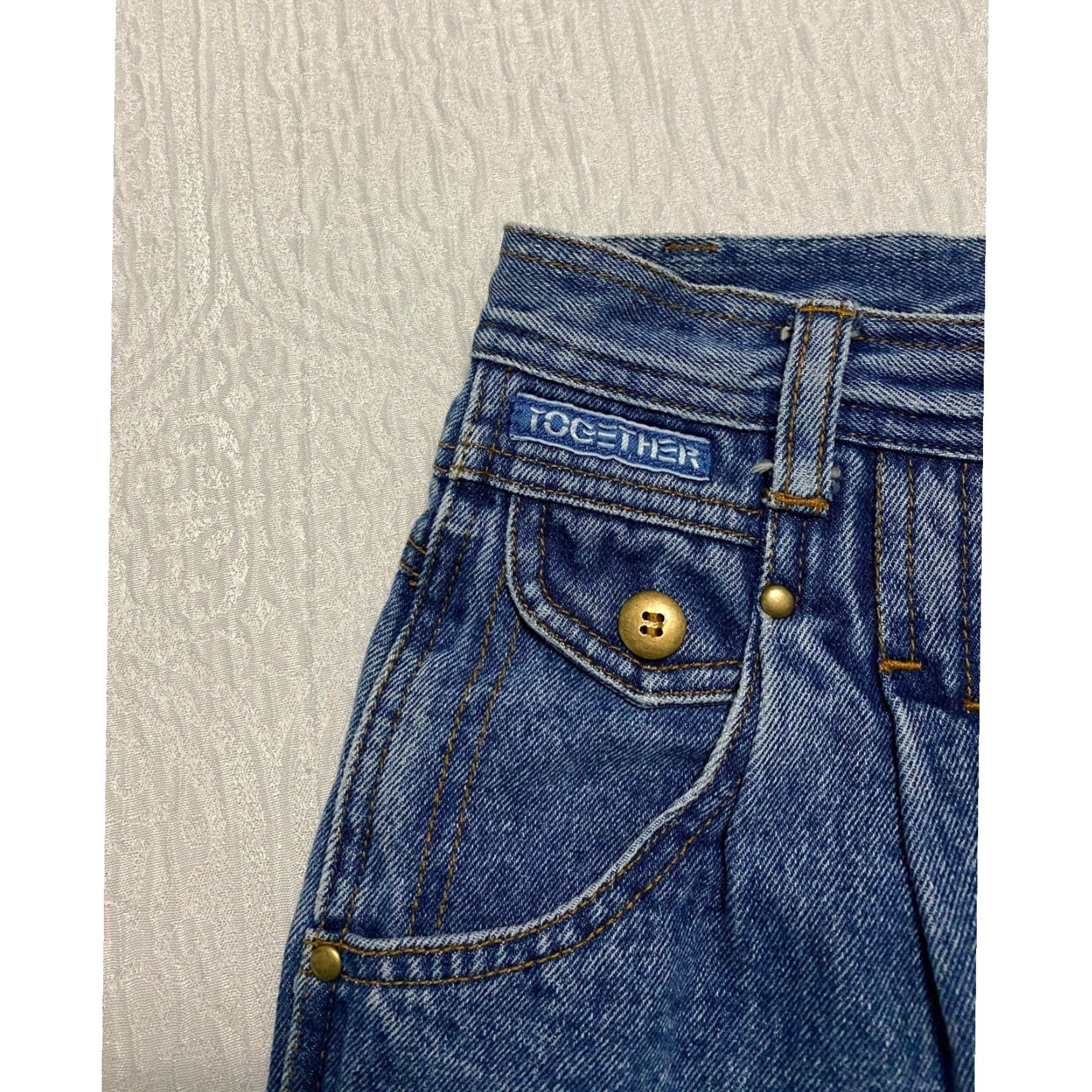 Vintage VINTAGE Together Jeans Tapered 28 High Rise Pleated Studded 5-Pocket Denim Blue Womens Jeans 80s 90s Retro Size 28" / US 6 / IT 42 - 2 Thumbnail