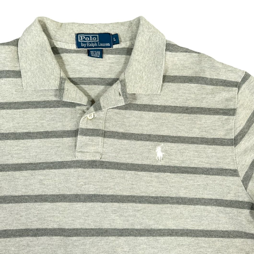 Polo Ralph Lauren VINTAGE Polo Ralph Lauren Shirt Adult LARGE Gray Stripe Monochrome 90s Polo by Ralph Lauren Chest 23 Length 30 Short Sleeve Size US L / EU 52-54 / 3 - 2 Thumbnail