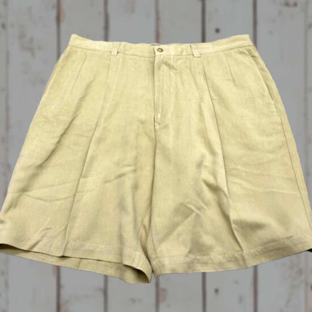 Tommy Bahama Tommy Bahama Silk Chino Shorts Mens 40 Beige 100% Silk Pleated Front 4731 Size US 40 / EU 56 - 1 Thumbnail