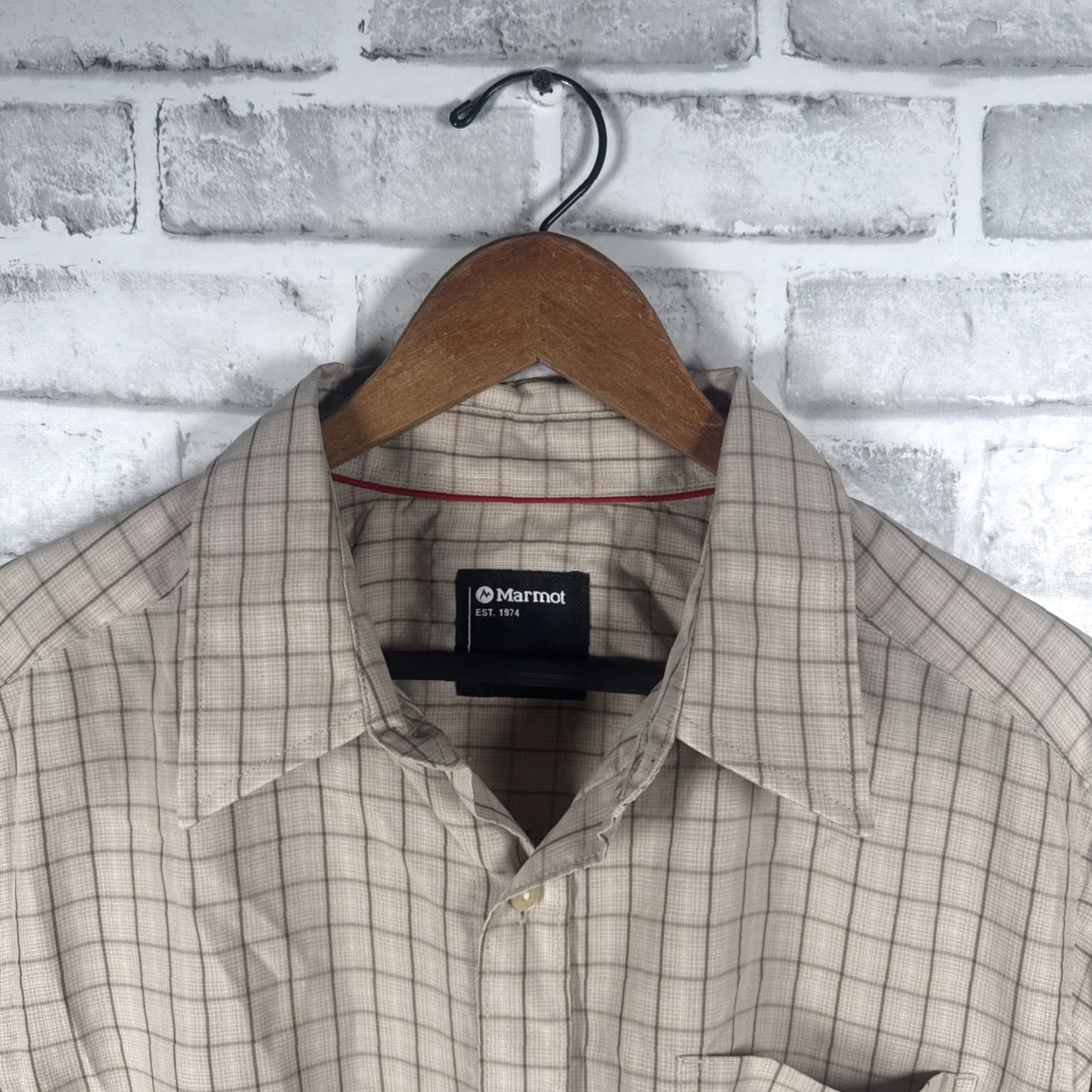 Marmot Marmot Shirt Beige Plaid Button-Down Short Sleeve Mens L Size US L / EU 52-54 / 3 - 2 Thumbnail