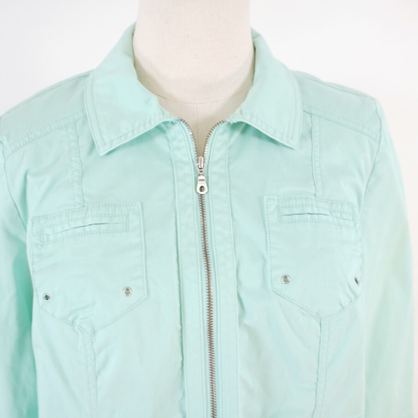 Chicos Chico's Size 1 Seafoam Green Full Zip Collared Jacket Waist Size XS / US 0-2 / IT 36-38 - 3 Thumbnail