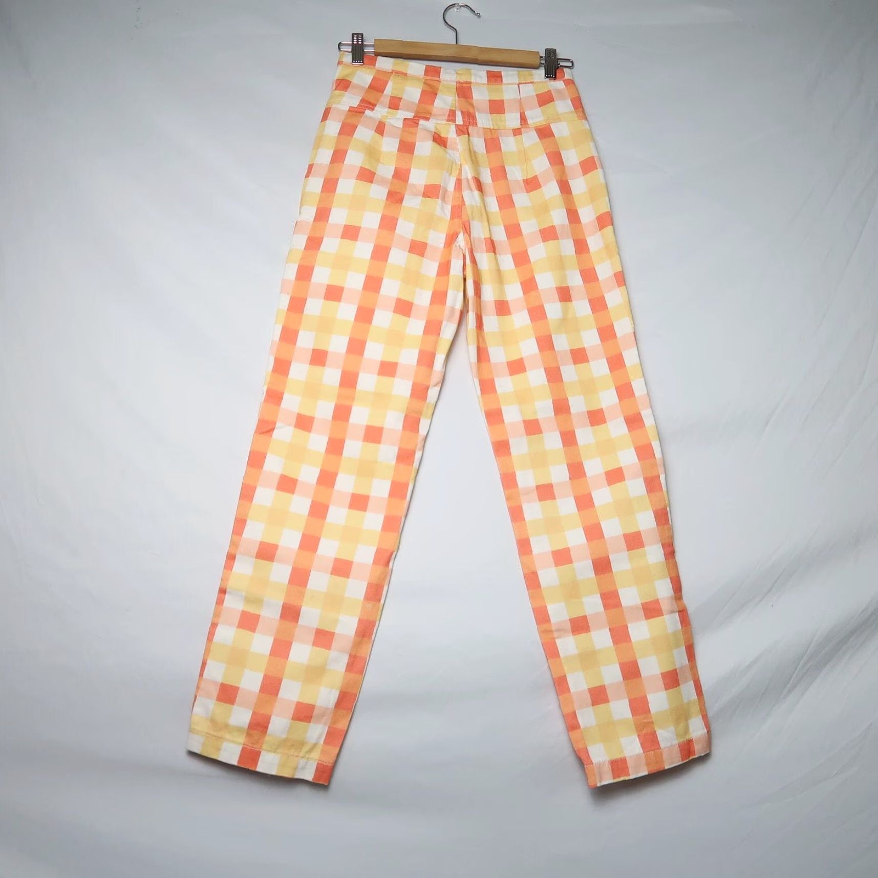 Free People Free People She's All That orange and yellow gingham plaid pants 2 NWT Regular Cotton Cropped Straight Leg Womens Size 26" / US 2 / IT 38 - 5 Thumbnail
