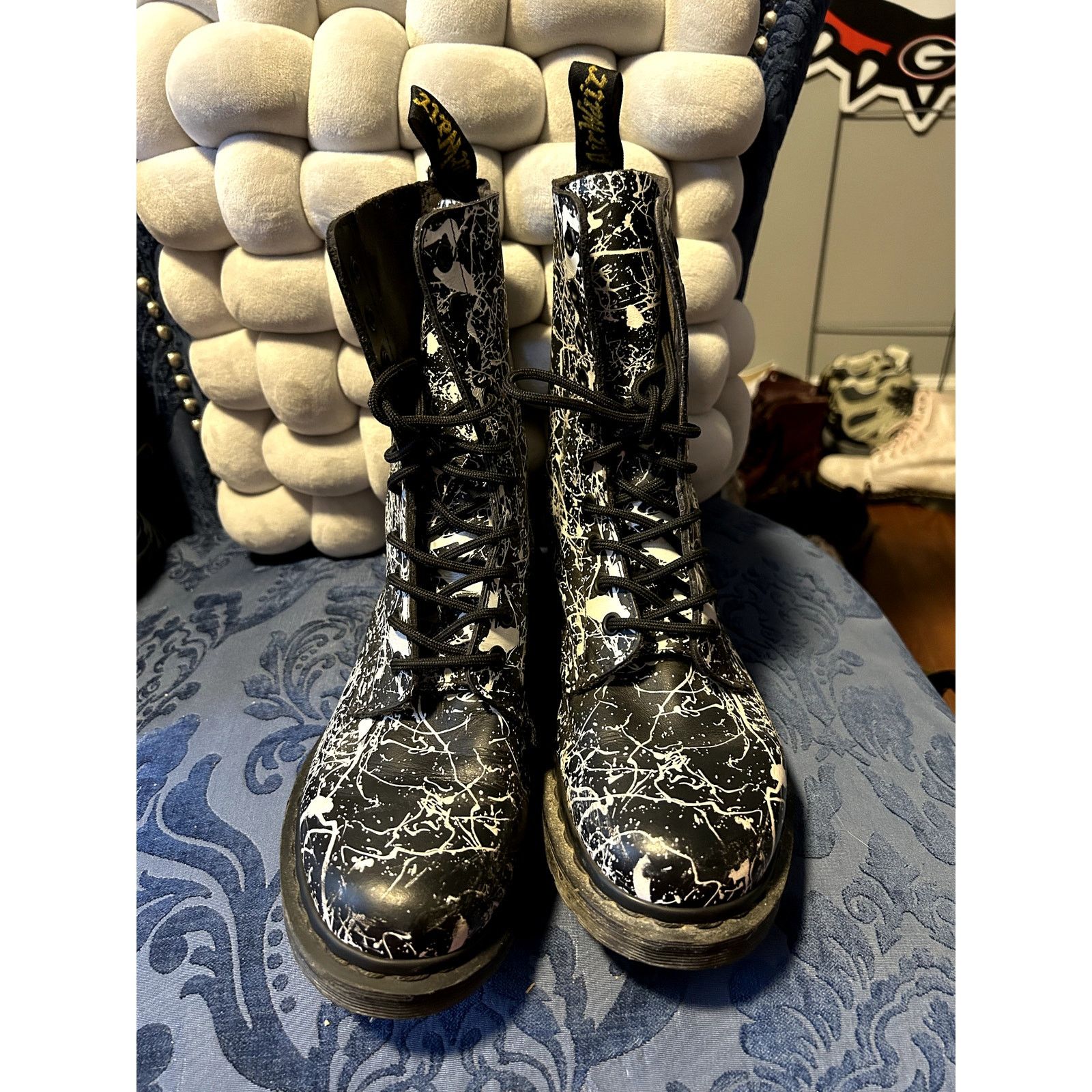 Dr. Martens Dr Martens 14610 Black Paint Splatter Mid Calf Size 8/EU 39 Size US 8 / IT 38 - 3 Thumbnail